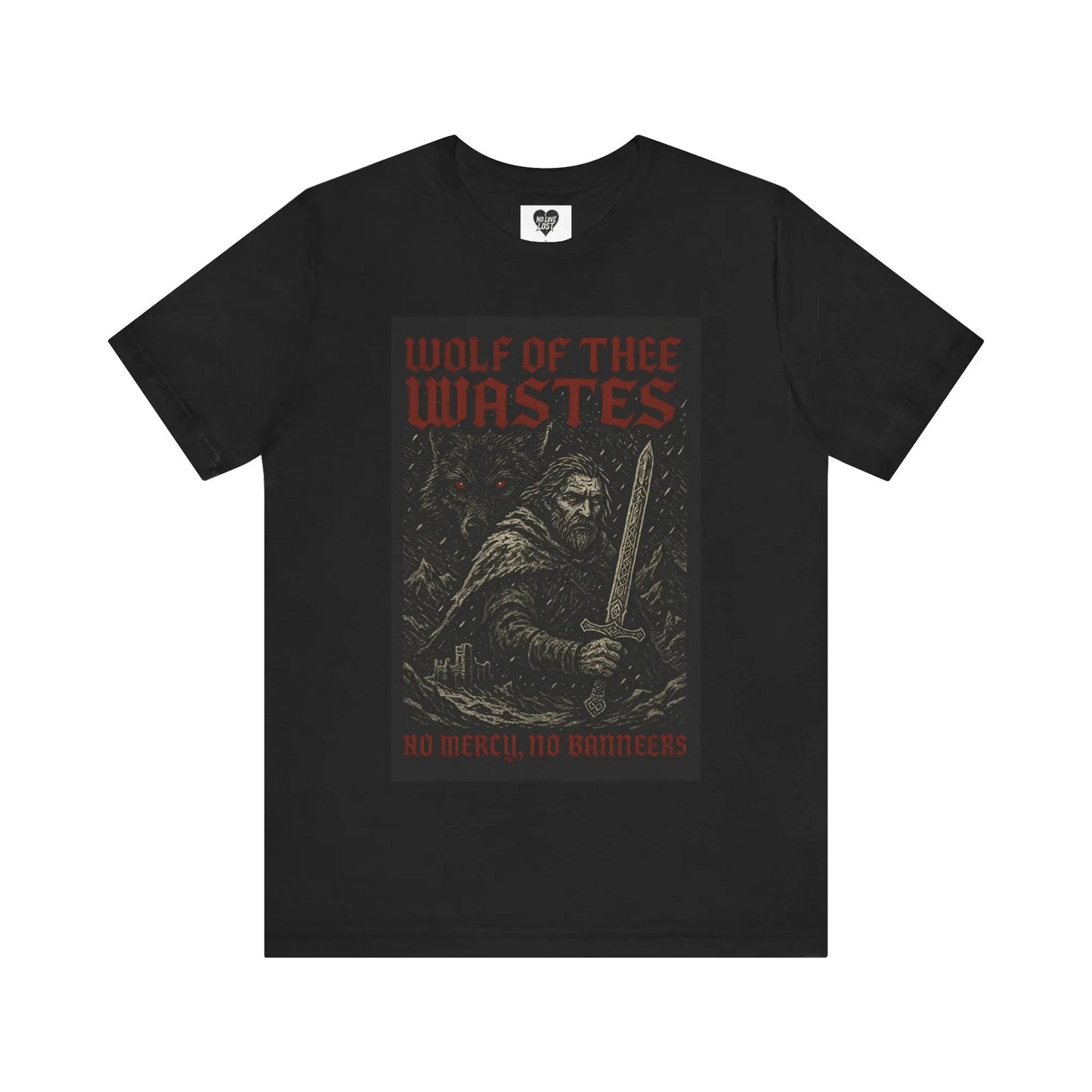 Wolf of the Wastes T-Shirt – Dark Fantasy Warrior Tee Printify