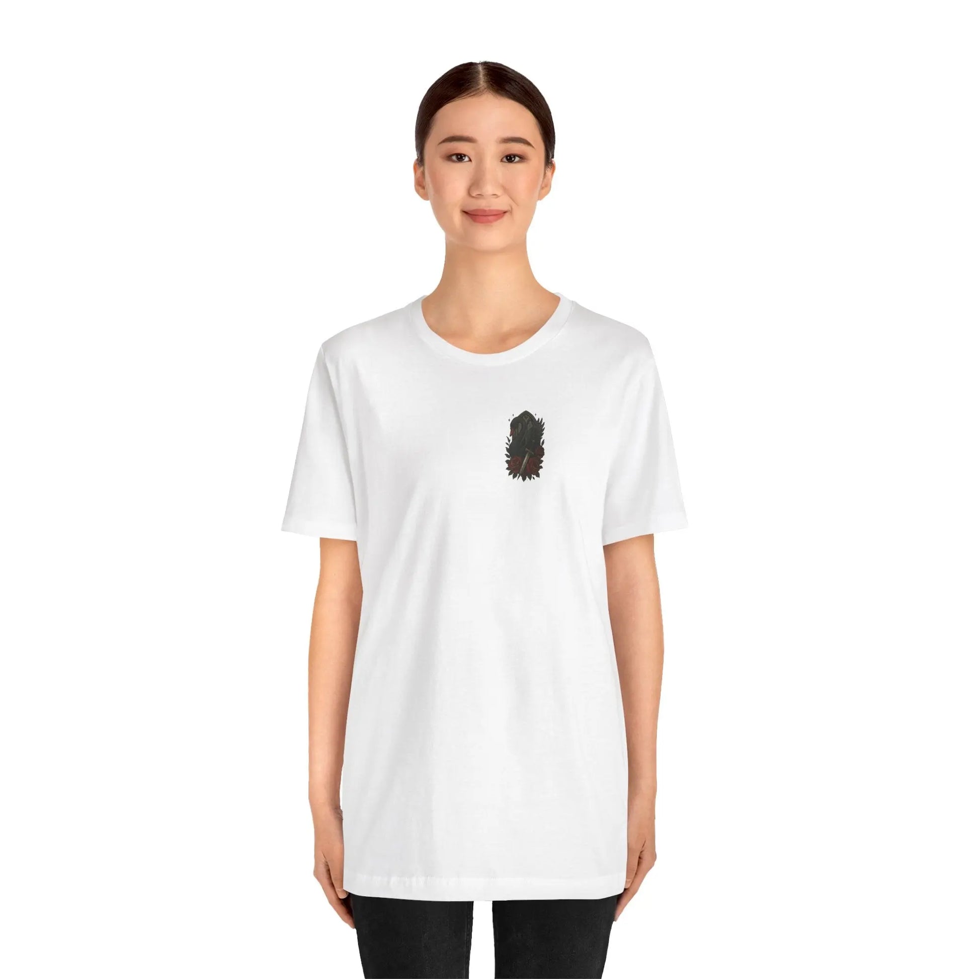 Black Swan & Roses – Gothic Front Print Tee - black swan gothic tee Printify
