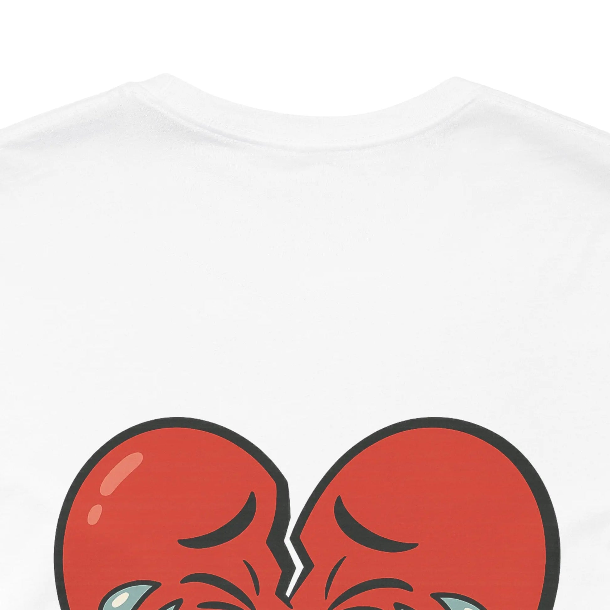 Crying Heart Cartoon Tee – Front & Back Print | No Love Lost Printify