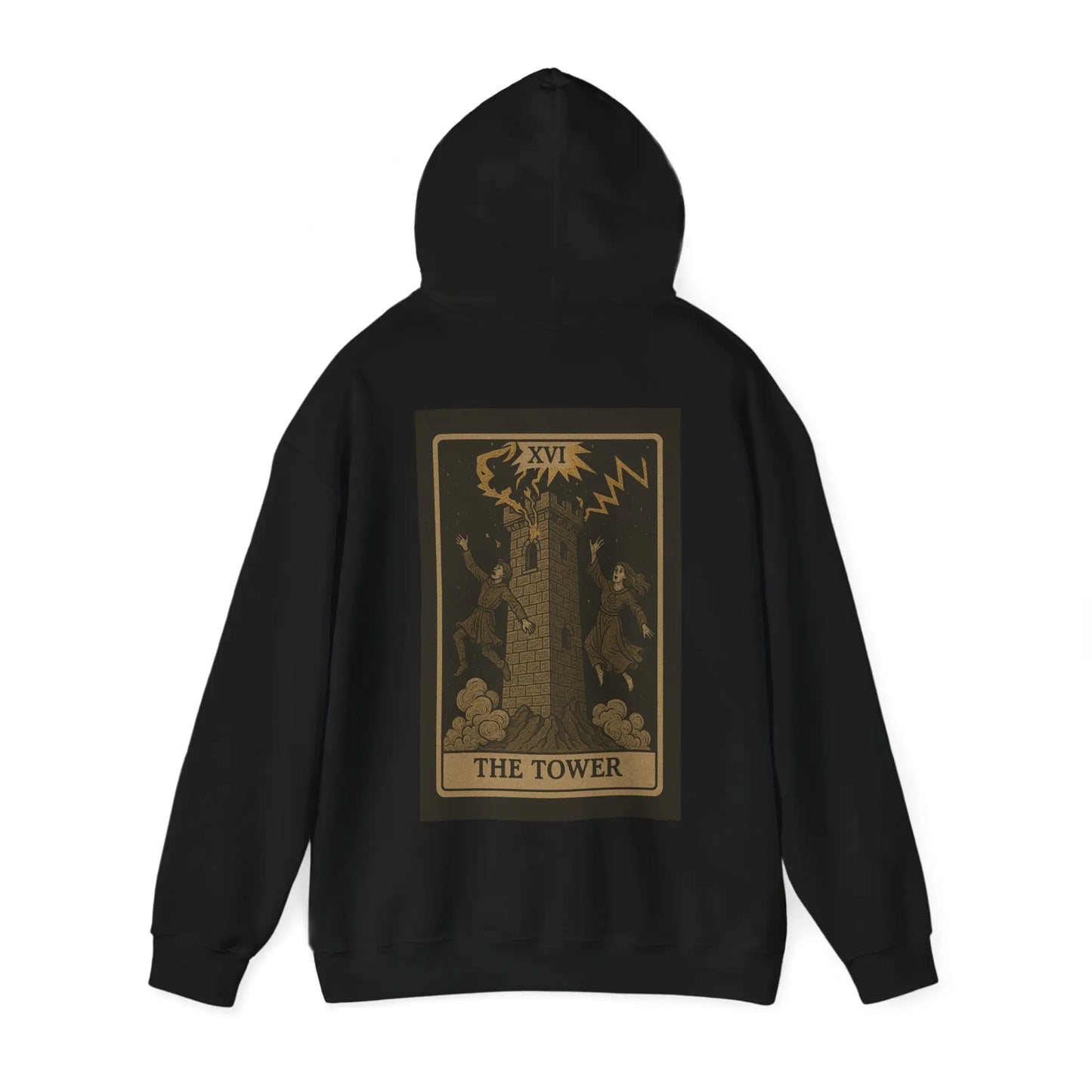 The Tower Tarot Hoodie – No Love Lost Edition (Back Print) Printify