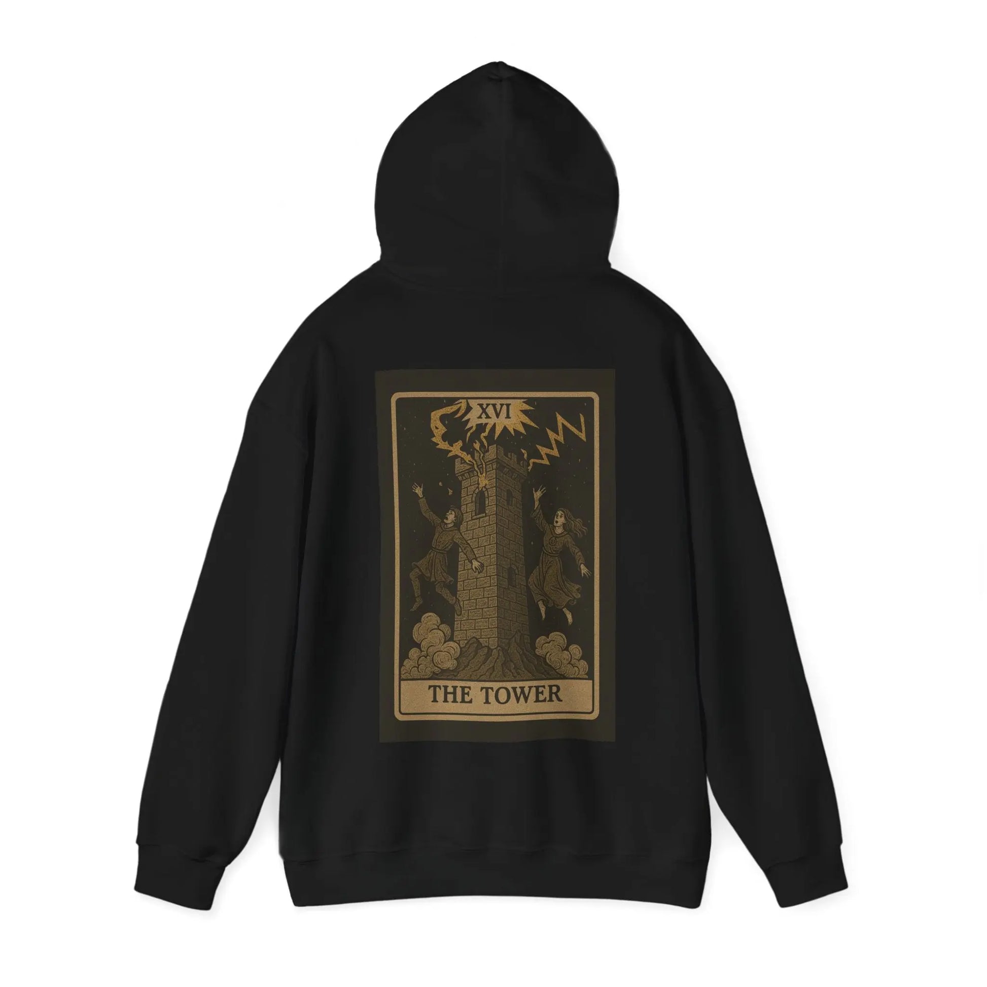 The Tower Tarot Hoodie – No Love Lost Edition (Back Print) Printify