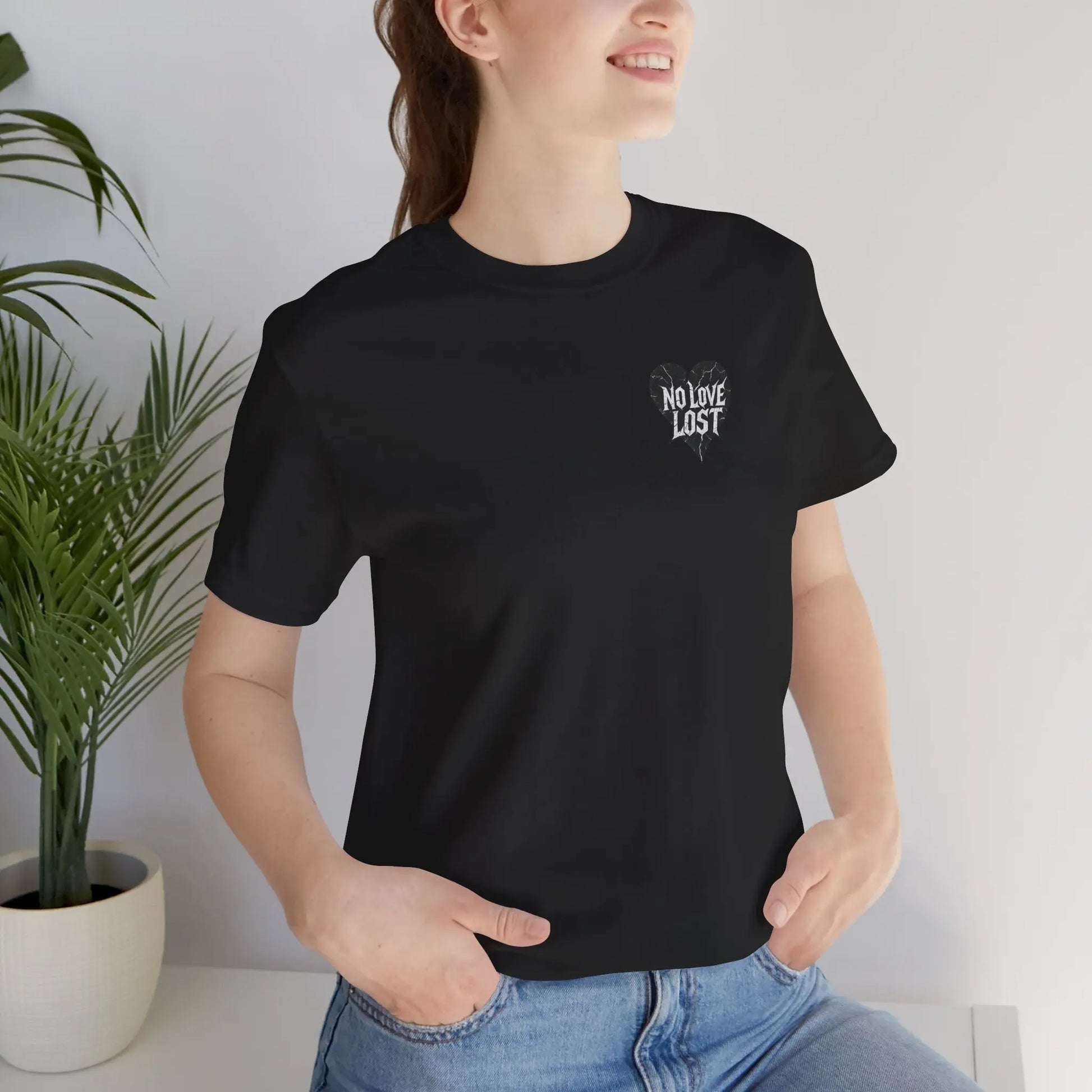 Crying Heart Cartoon Tee – Front & Back Print | No Love Lost Printify