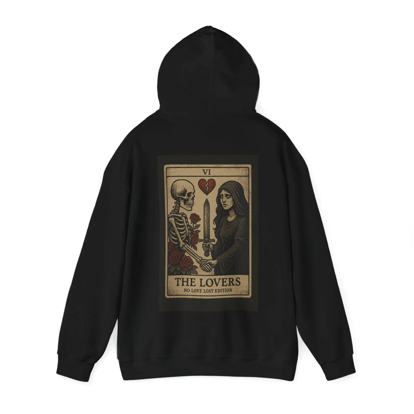 The Lovers Tarot Hoodie – No Love Lost Edition (Back Print) Printify
