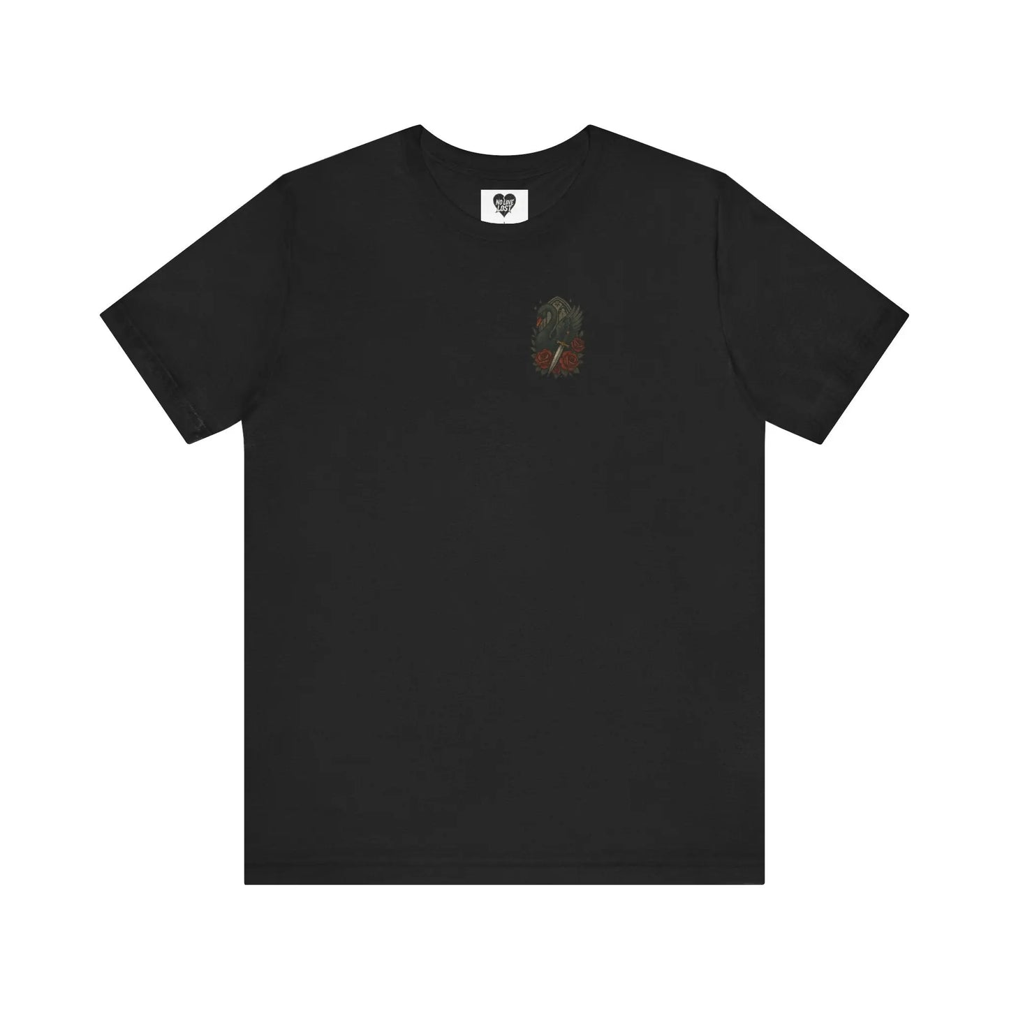 Black Swan & Roses – Gothic Front Print Tee - black swan gothic tee Printify