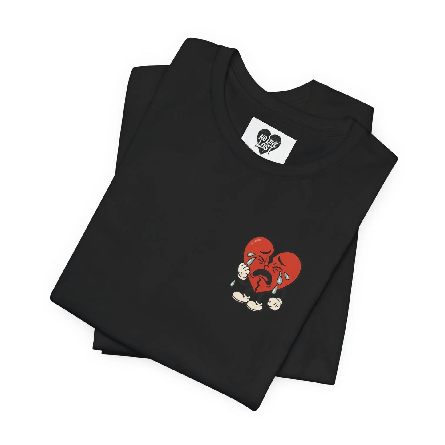 Crying Heart Cartoon Tee – No Love Lost Printify