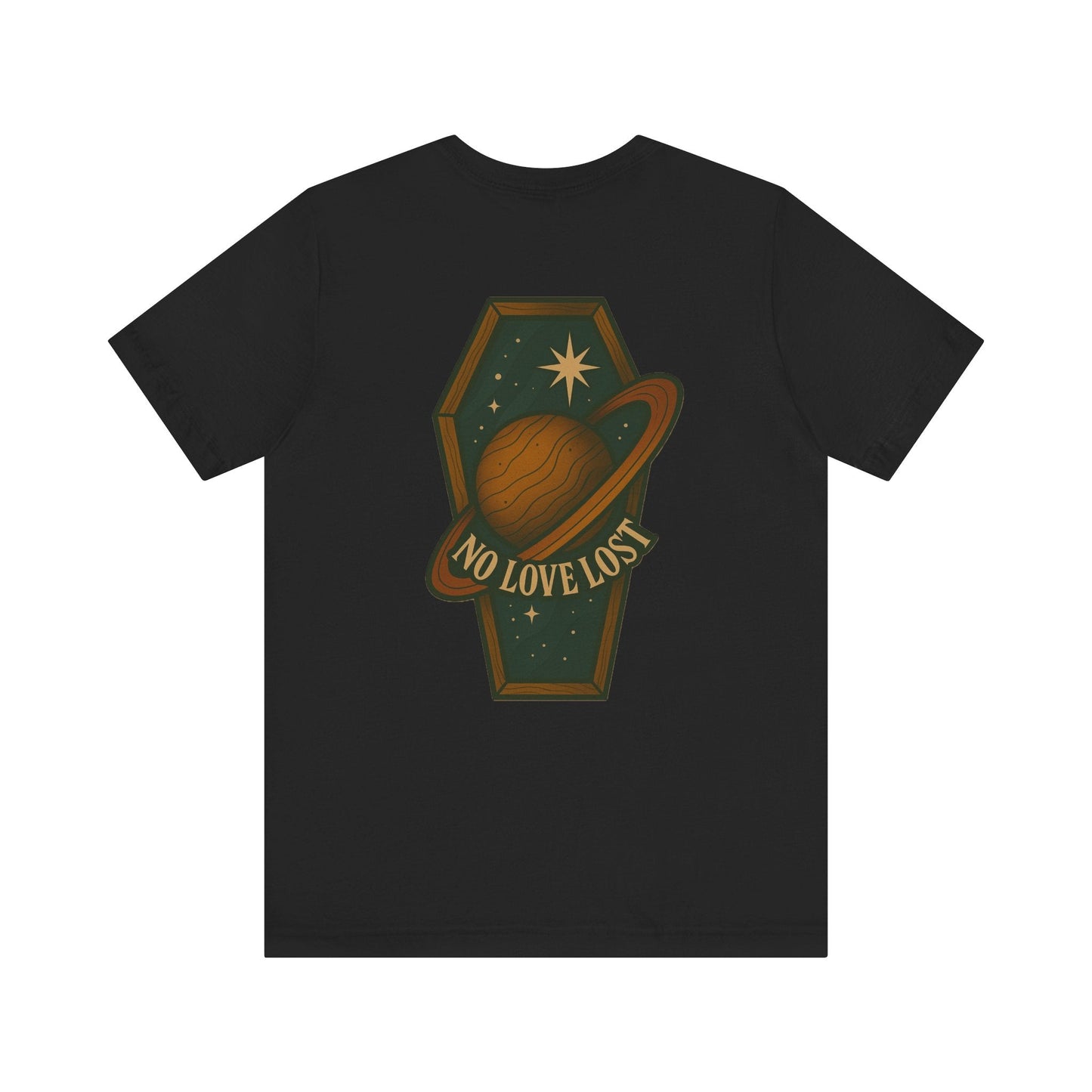 No Love Lost Coffin Cosmos Tee – Retro Space Graphic Printify