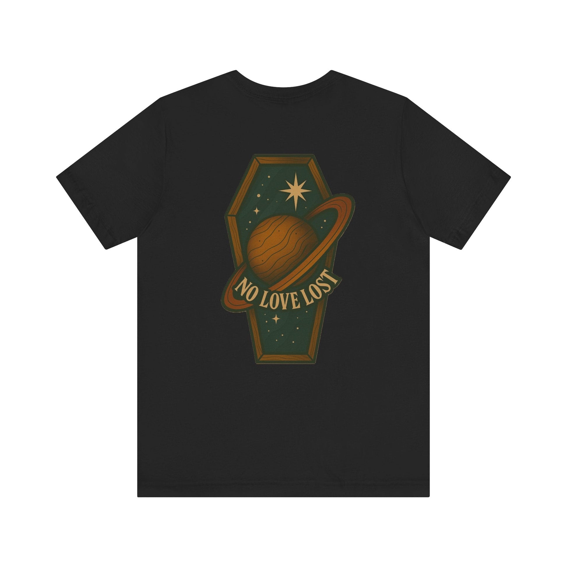 No Love Lost Coffin Cosmos Tee – Retro Space Graphic Printify