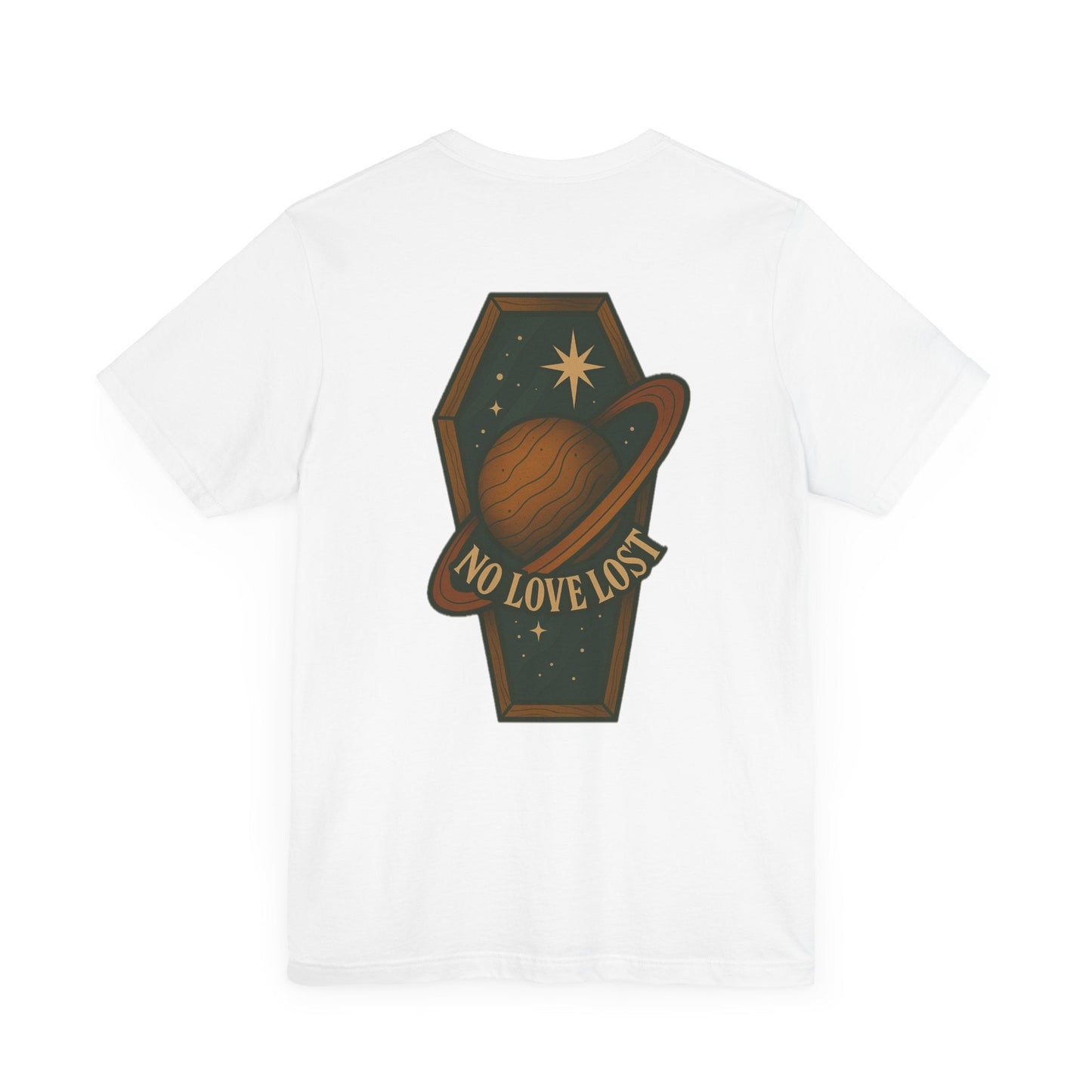 No Love Lost Coffin Cosmos Tee – Retro Space Graphic Printify