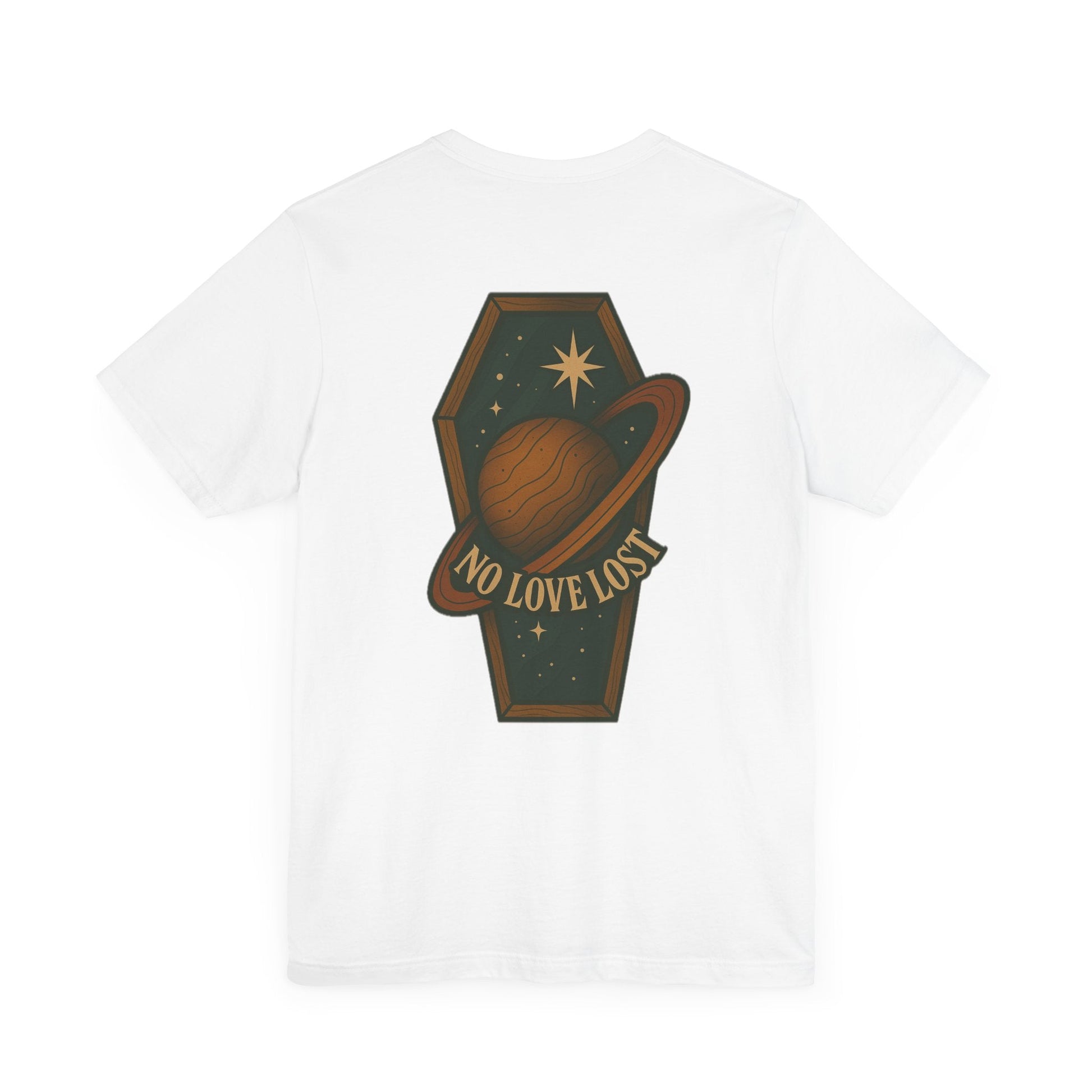 No Love Lost Coffin Cosmos Tee – Retro Space Graphic Printify