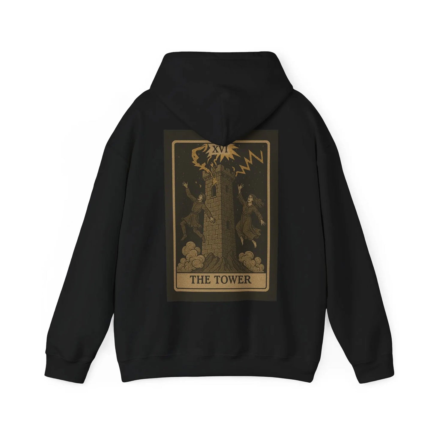 The Tower Tarot Hoodie – No Love Lost Edition (Back Print) Printify
