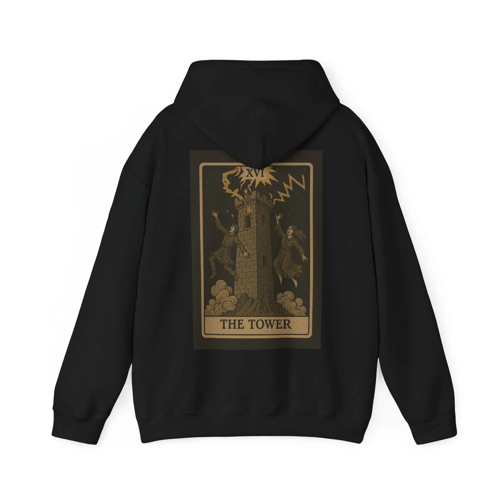 The Tower Tarot Hoodie – No Love Lost Edition (Back Print) Printify
