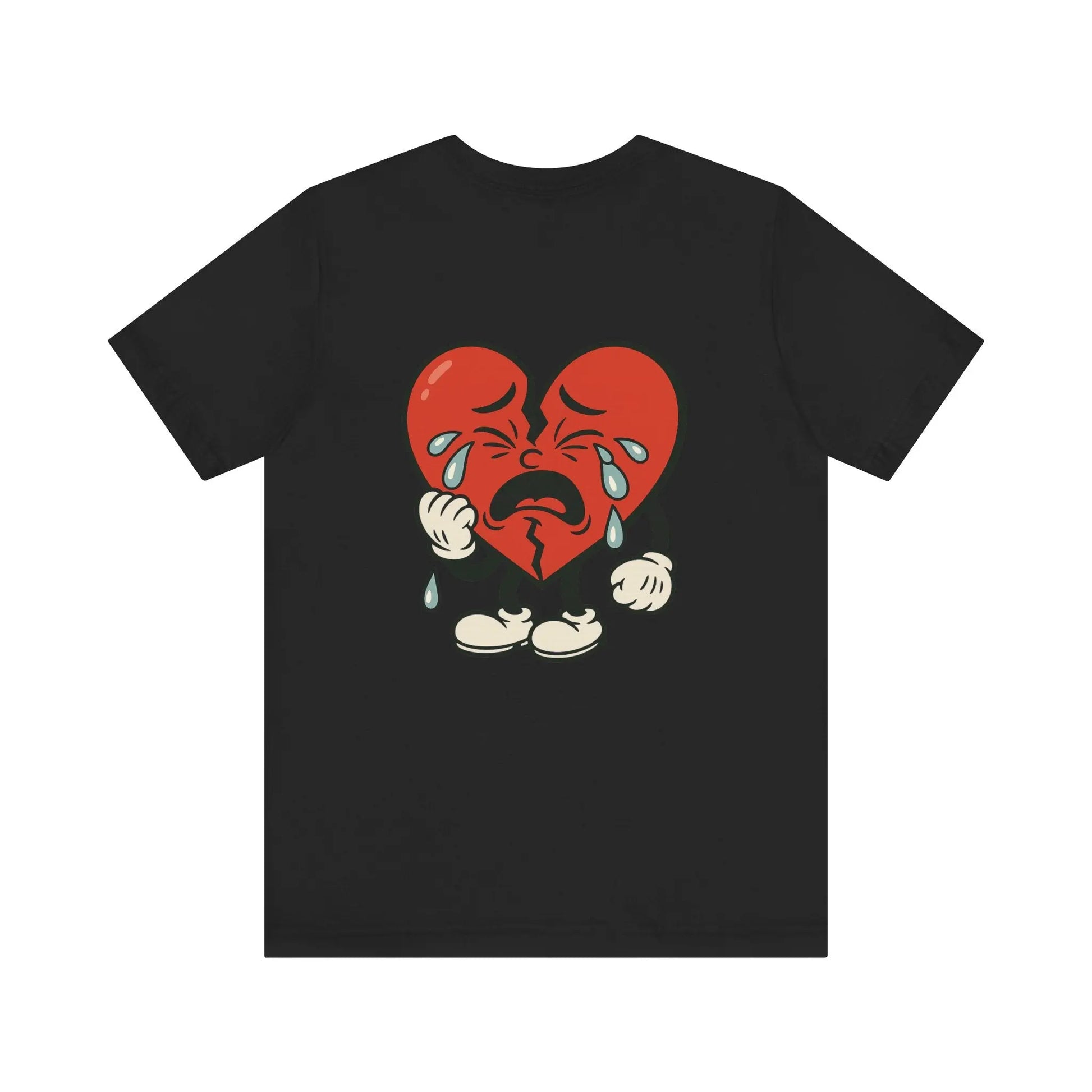 Crying Heart Cartoon Tee – Front & Back Print | No Love Lost Printify