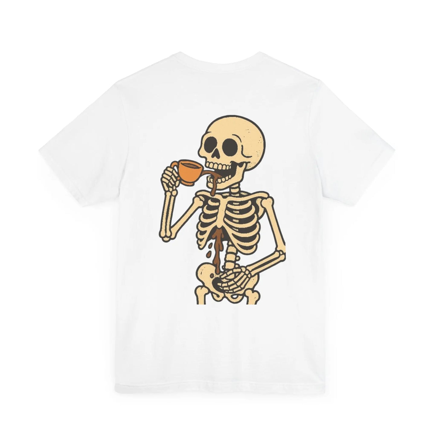 Skeleton Tea tshirt – Back Print Edition (Unisex Graphic Tee) Printify