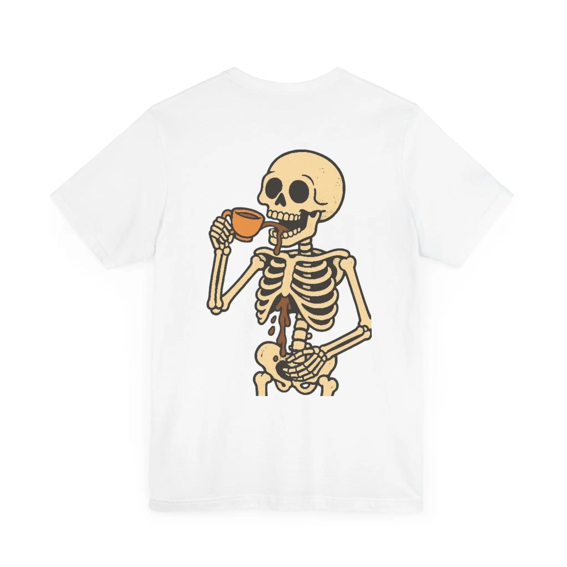 Skeleton Tea tshirt – Back Print Edition (Unisex Graphic Tee) Printify