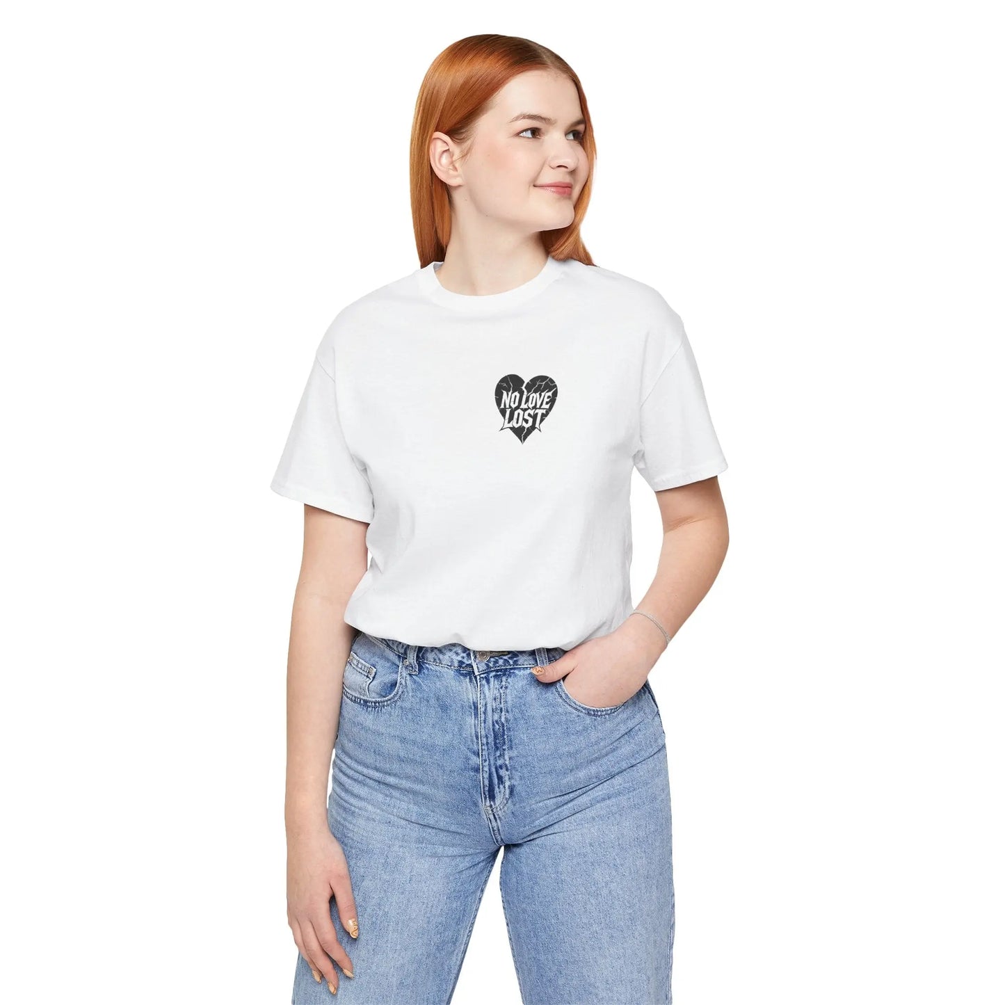 Crying Heart Cartoon Tee – Front & Back Print | No Love Lost Printify