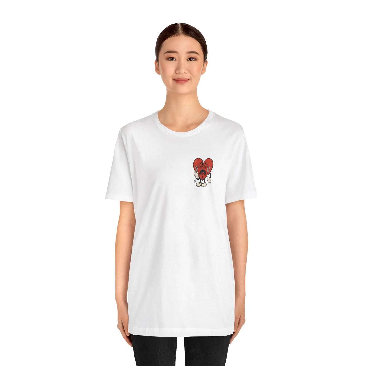 Crying Heart Cartoon Tee – No Love Lost Printify