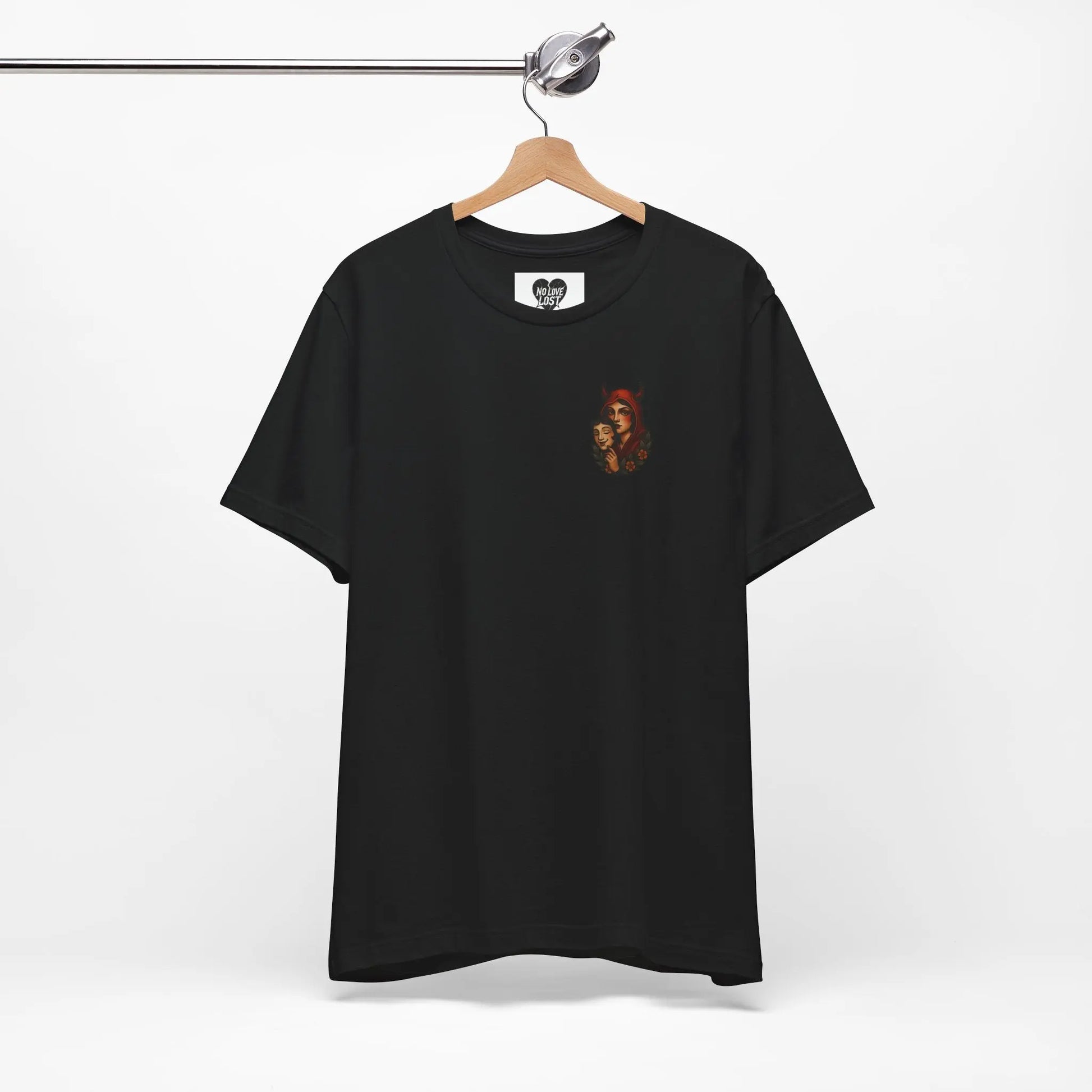 Devil in Disguise – Neo-Traditional Devil Chest Print T-Shirt Printify