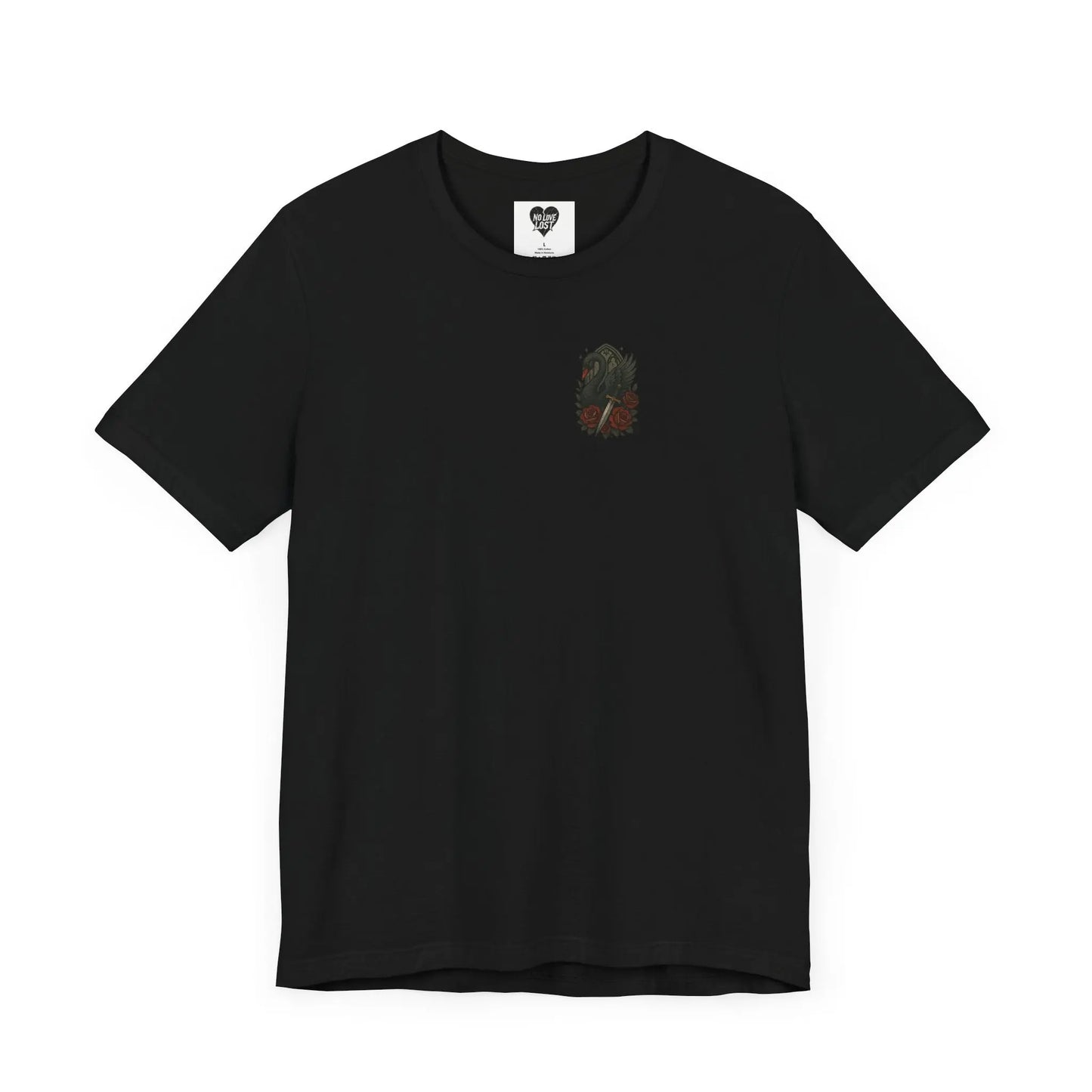 Black Swan & Roses – Gothic Front Print Tee - black swan gothic tee Printify