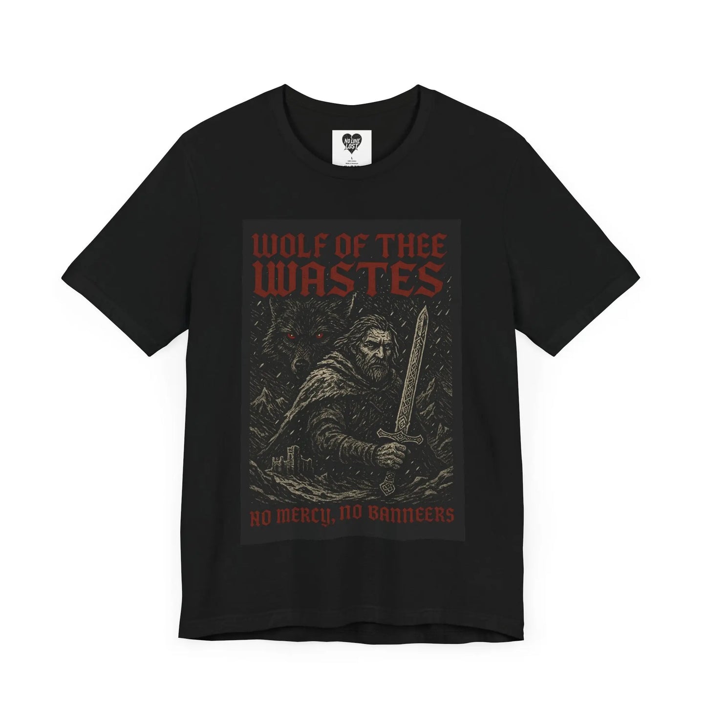 Wolf of the Wastes T-Shirt – Dark Fantasy Warrior Tee Printify