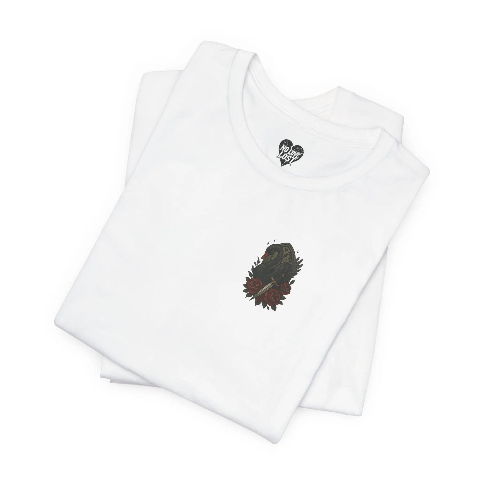 Black Swan & Roses – Gothic Front Print Tee - black swan gothic tee Printify