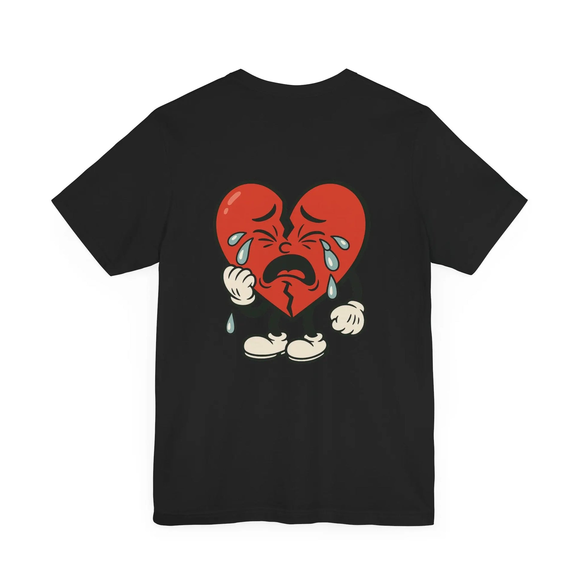 Crying Heart Cartoon Tee – Front & Back Print | No Love Lost Printify