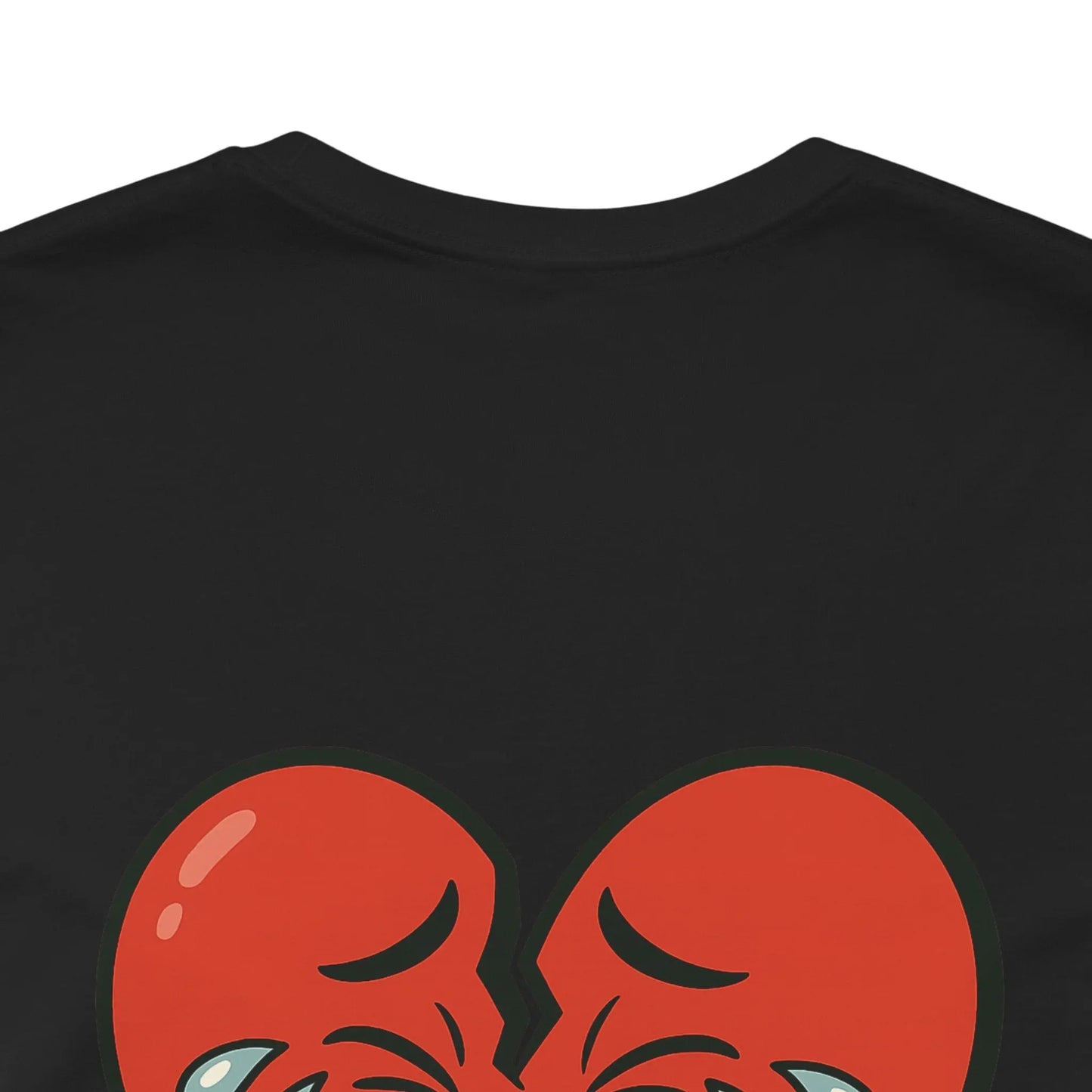 Crying Heart Cartoon Tee – Front & Back Print | No Love Lost Printify