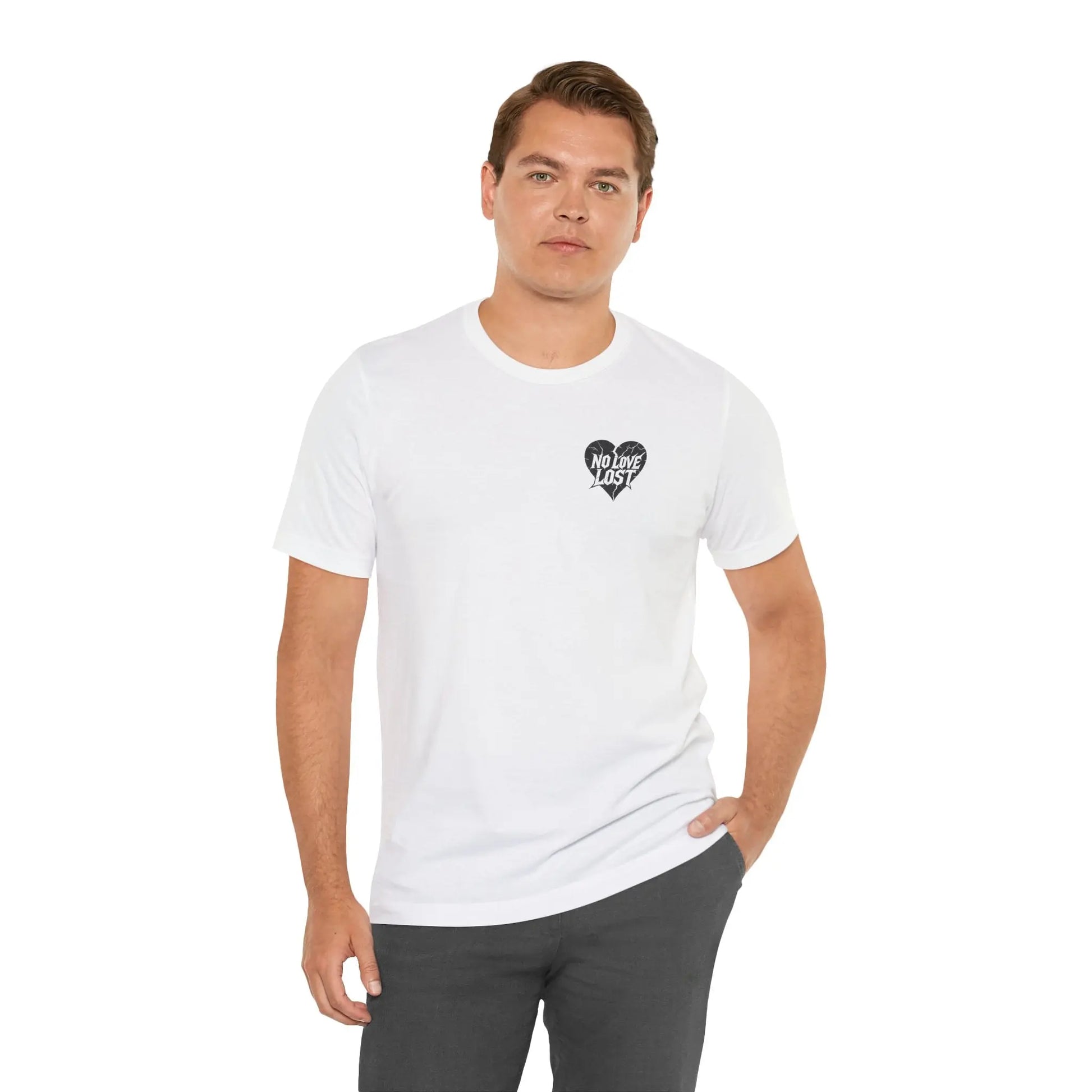 Crying Heart Cartoon Tee – Front & Back Print | No Love Lost Printify