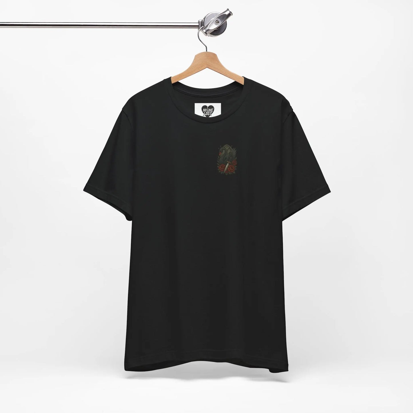 Black Swan & Roses – Gothic Front Print Tee - black swan gothic tee Printify