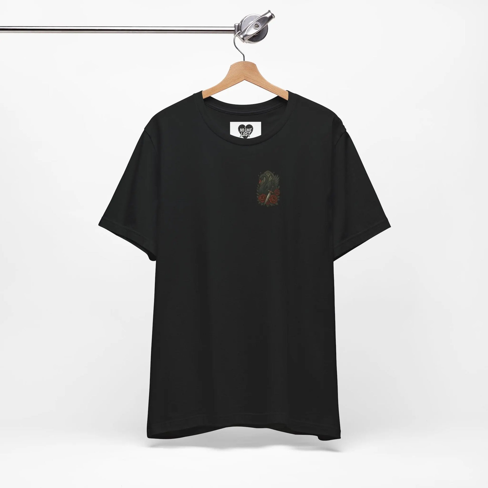 Black Swan & Roses – Gothic Front Print Tee - black swan gothic tee Printify