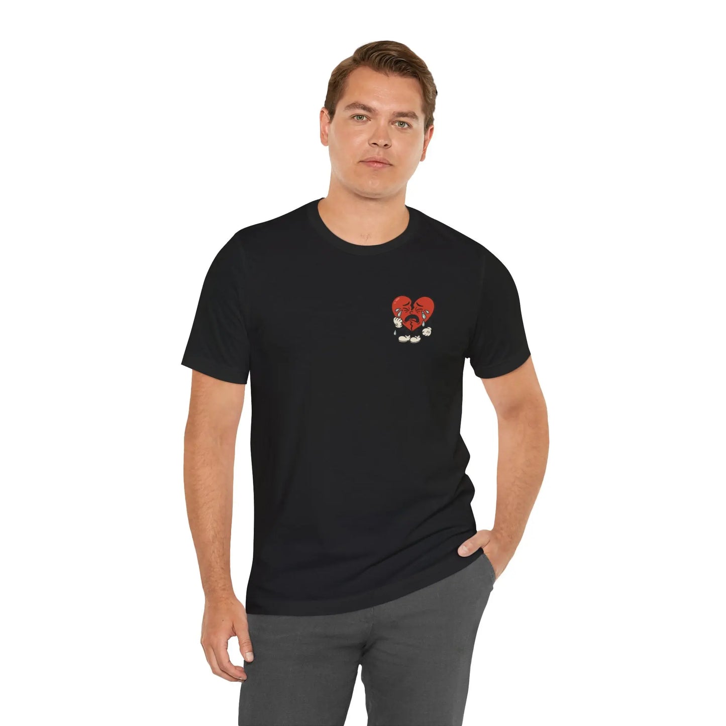 Crying Heart Cartoon Tee – No Love Lost Printify