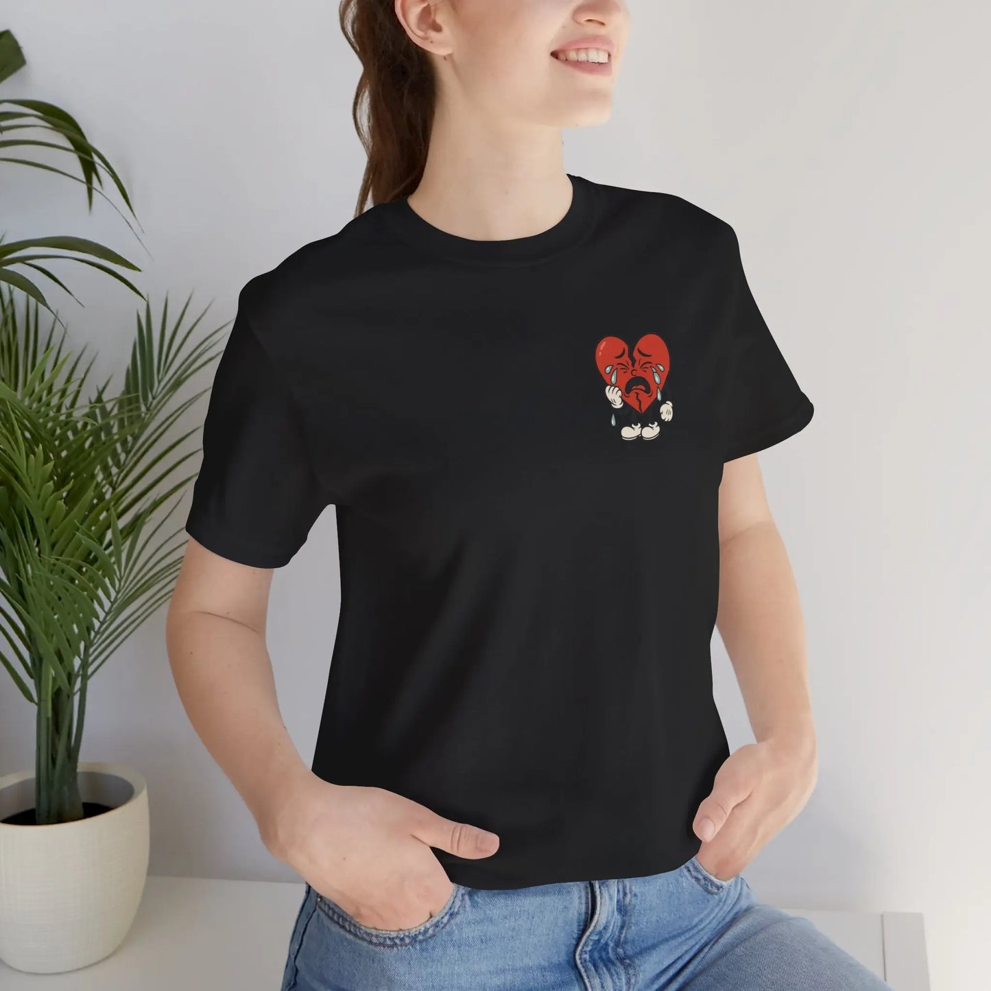 Crying Heart Cartoon Tee – No Love Lost Printify