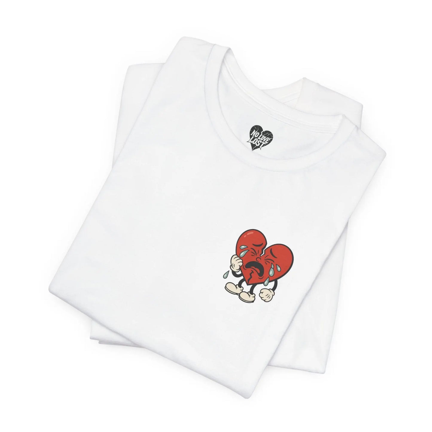 Crying Heart Cartoon Tee – No Love Lost Printify
