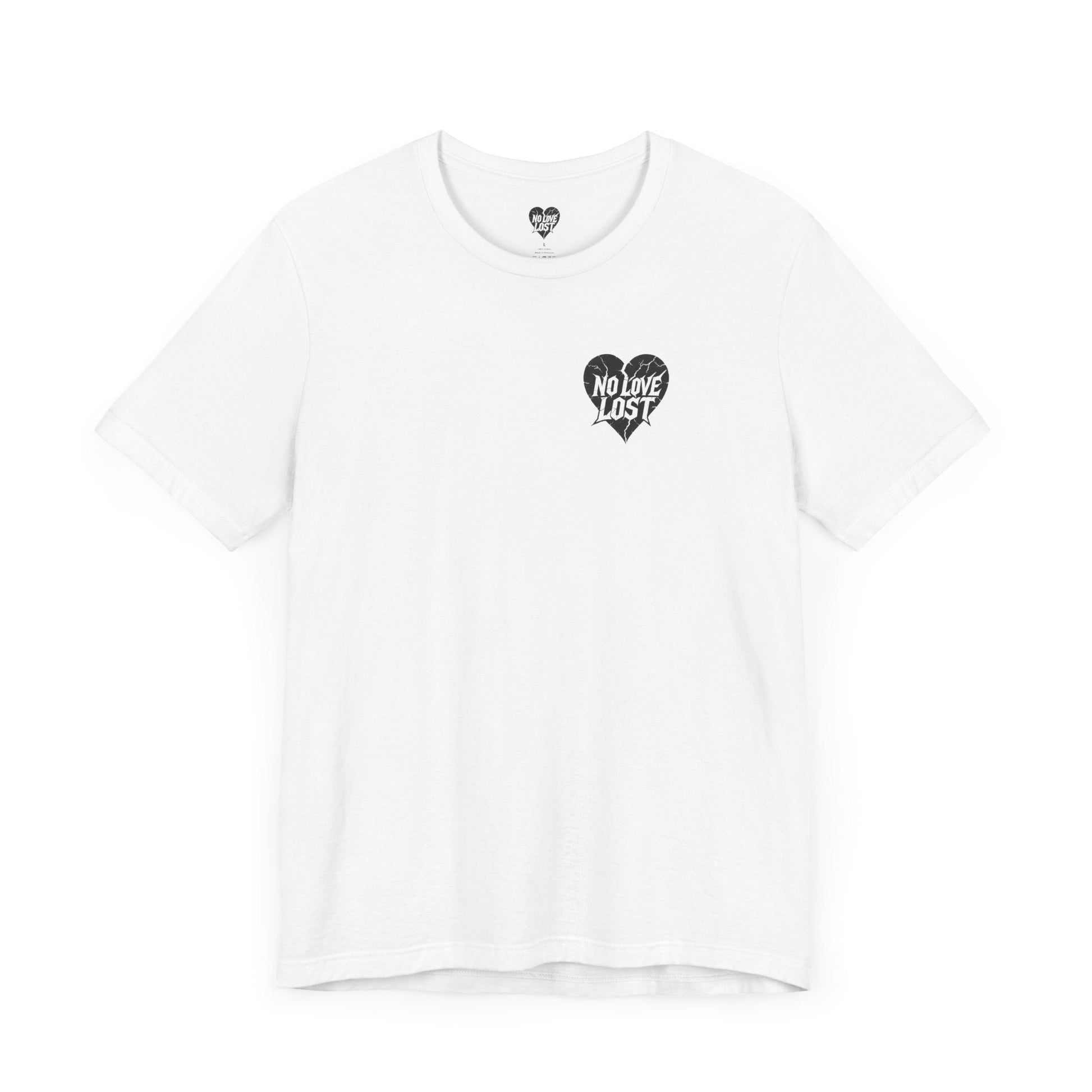 “No Love Lost” Gothic Saint Back Print T-Shirt Printify