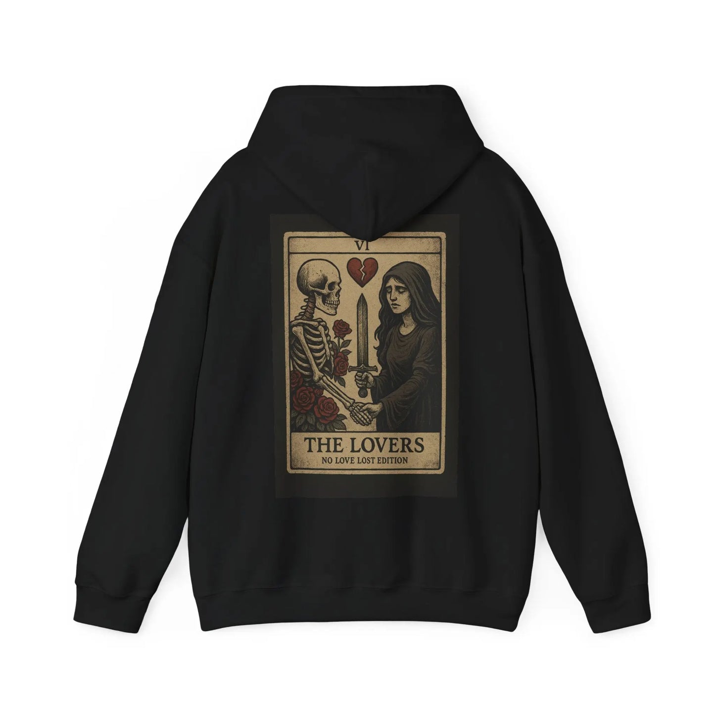 The Lovers Tarot Hoodie – No Love Lost Edition (Back Print) Printify