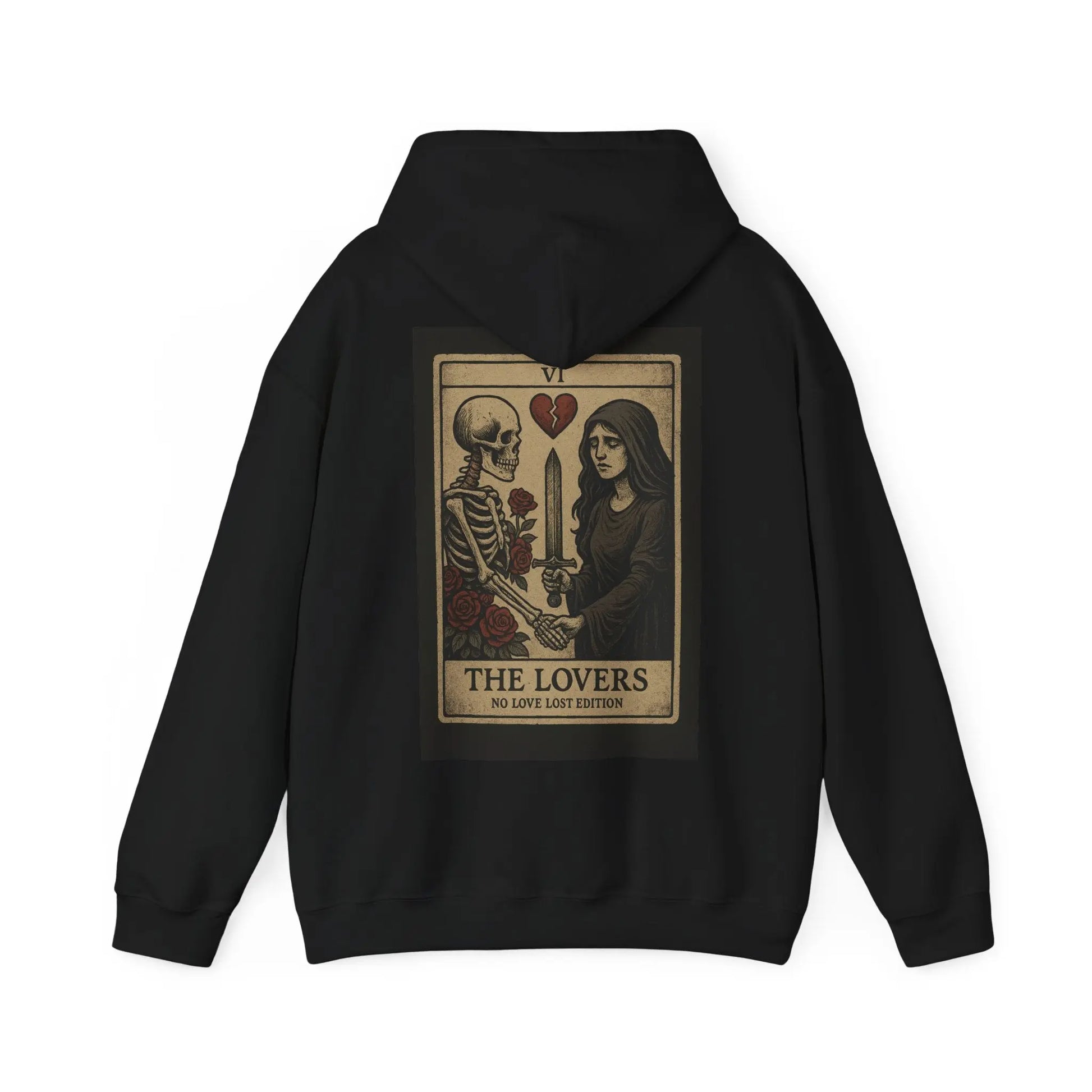 The Lovers Tarot Hoodie – No Love Lost Edition (Back Print) Printify