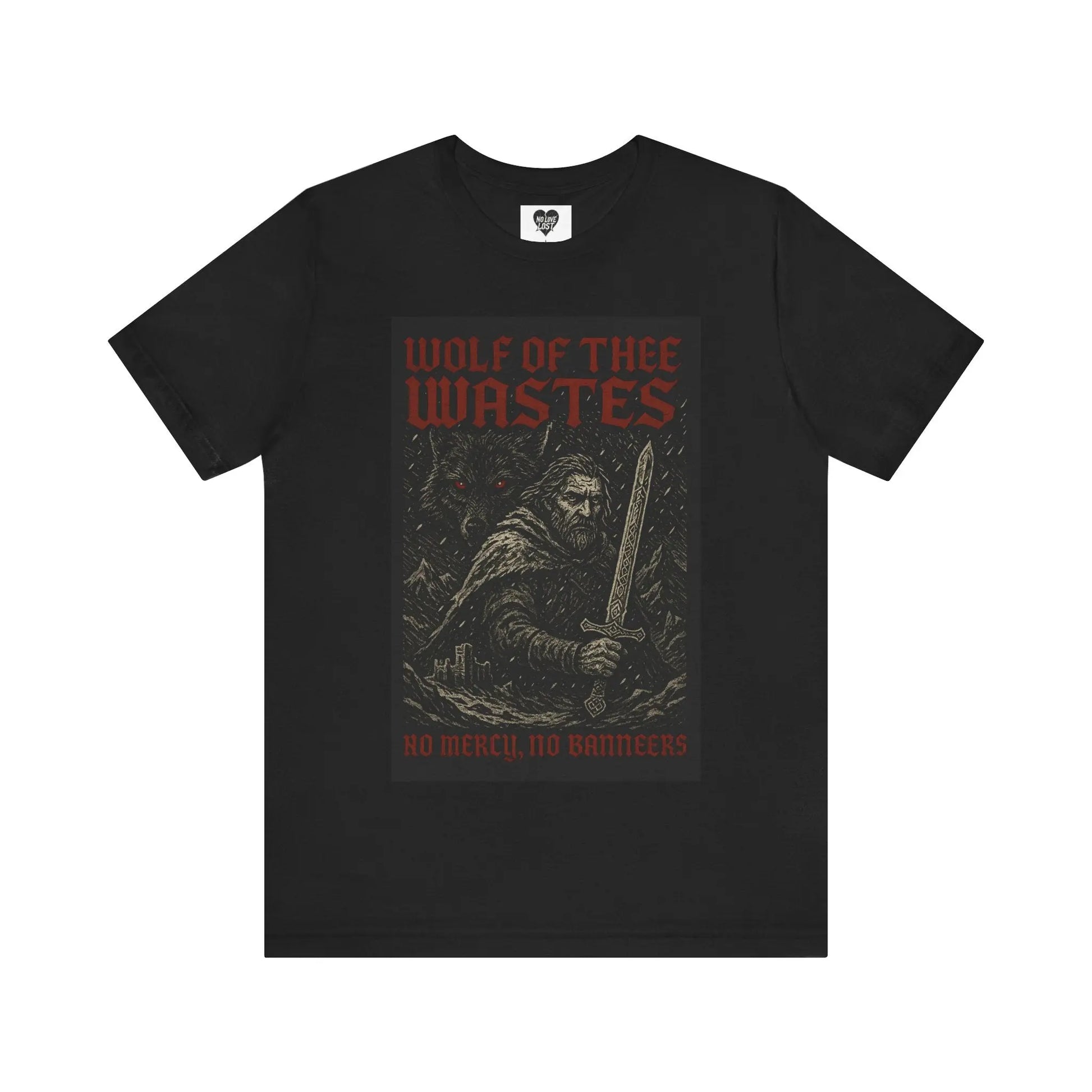 Wolf of the Wastes T-Shirt – Dark Fantasy Warrior Tee Printify