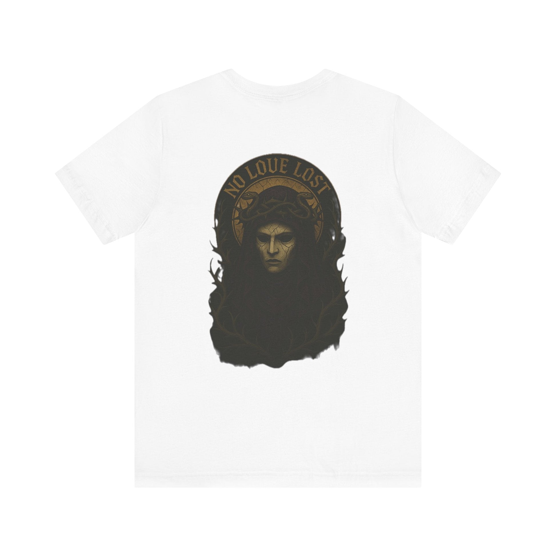 “No Love Lost” Gothic Saint Back Print T-Shirt Printify