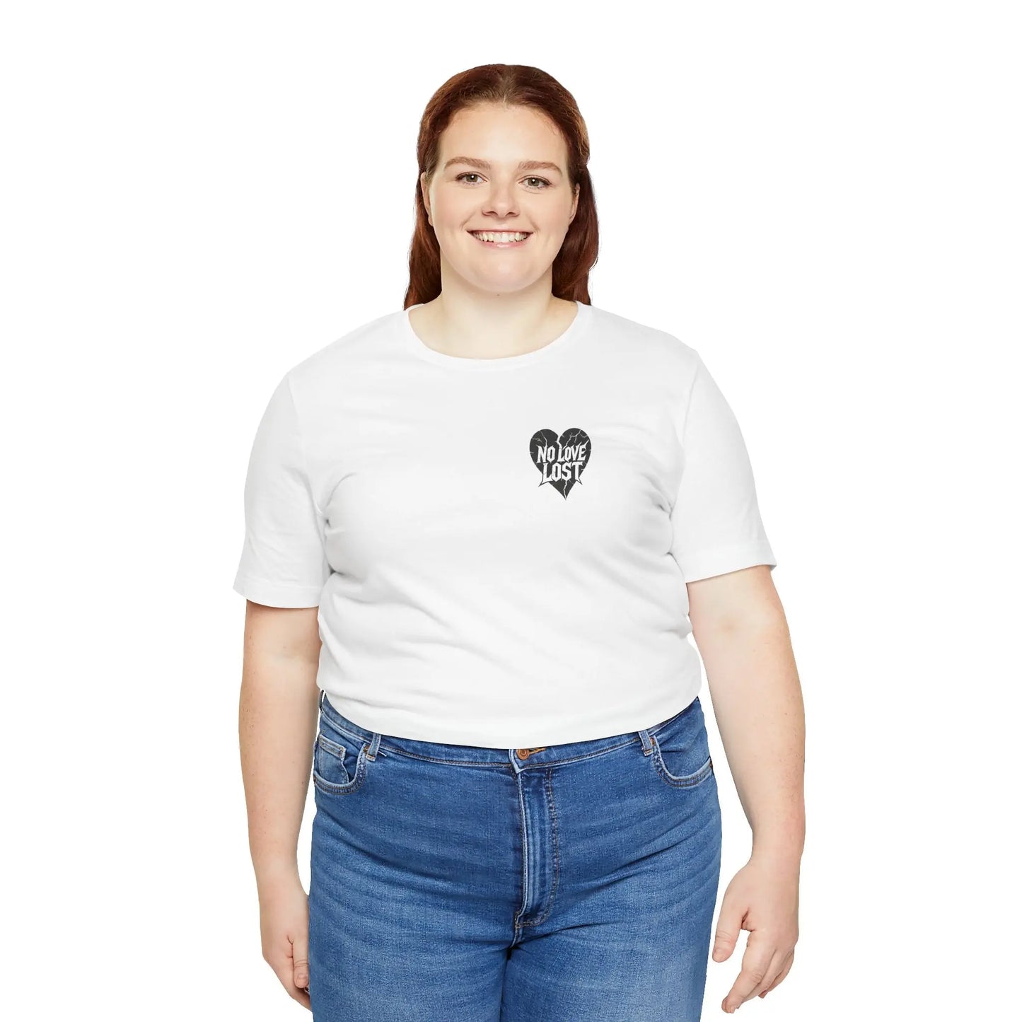 Crying Heart Cartoon Tee – Front & Back Print | No Love Lost Printify