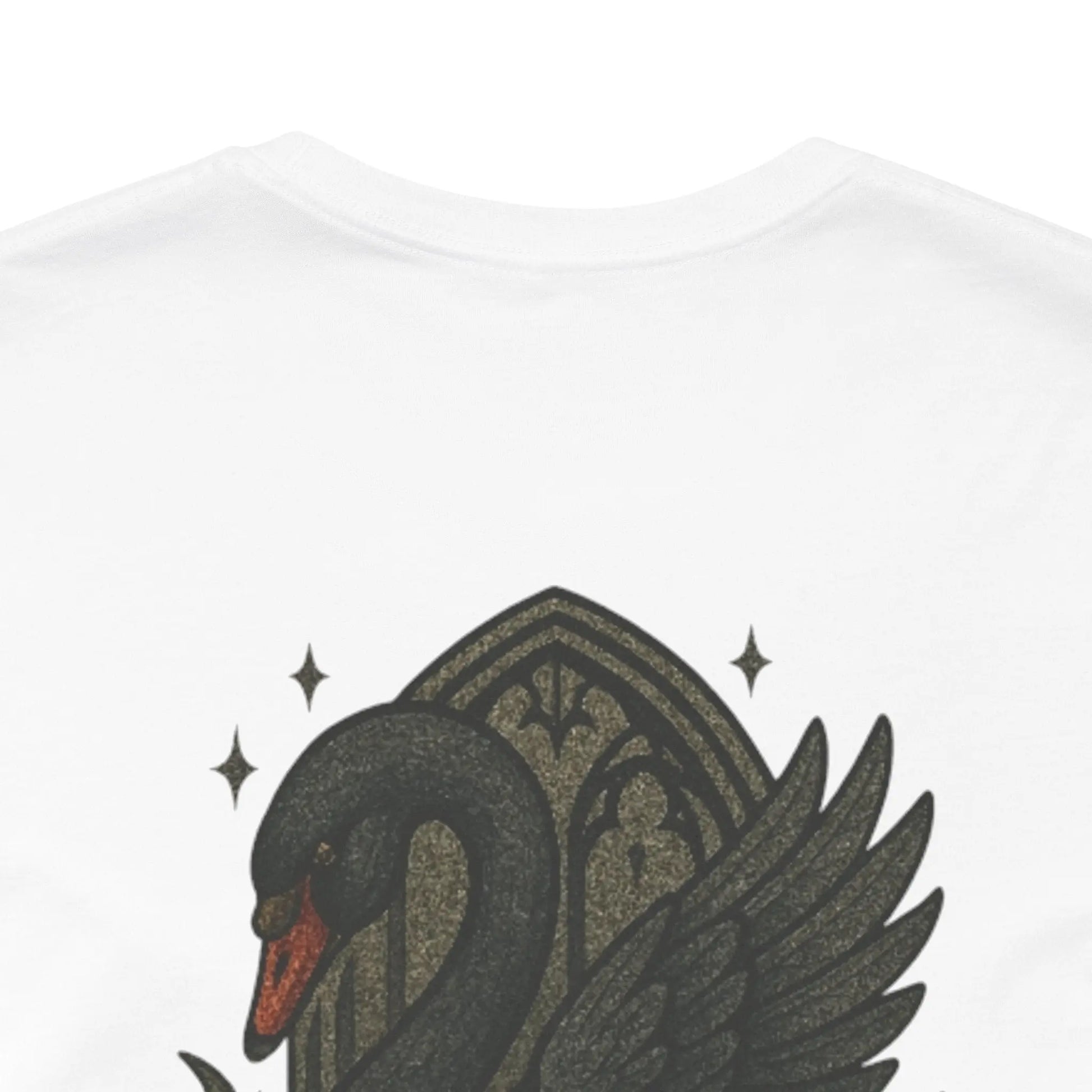 Black Swan & Roses – Gothic Sword Back Print Tee Printify
