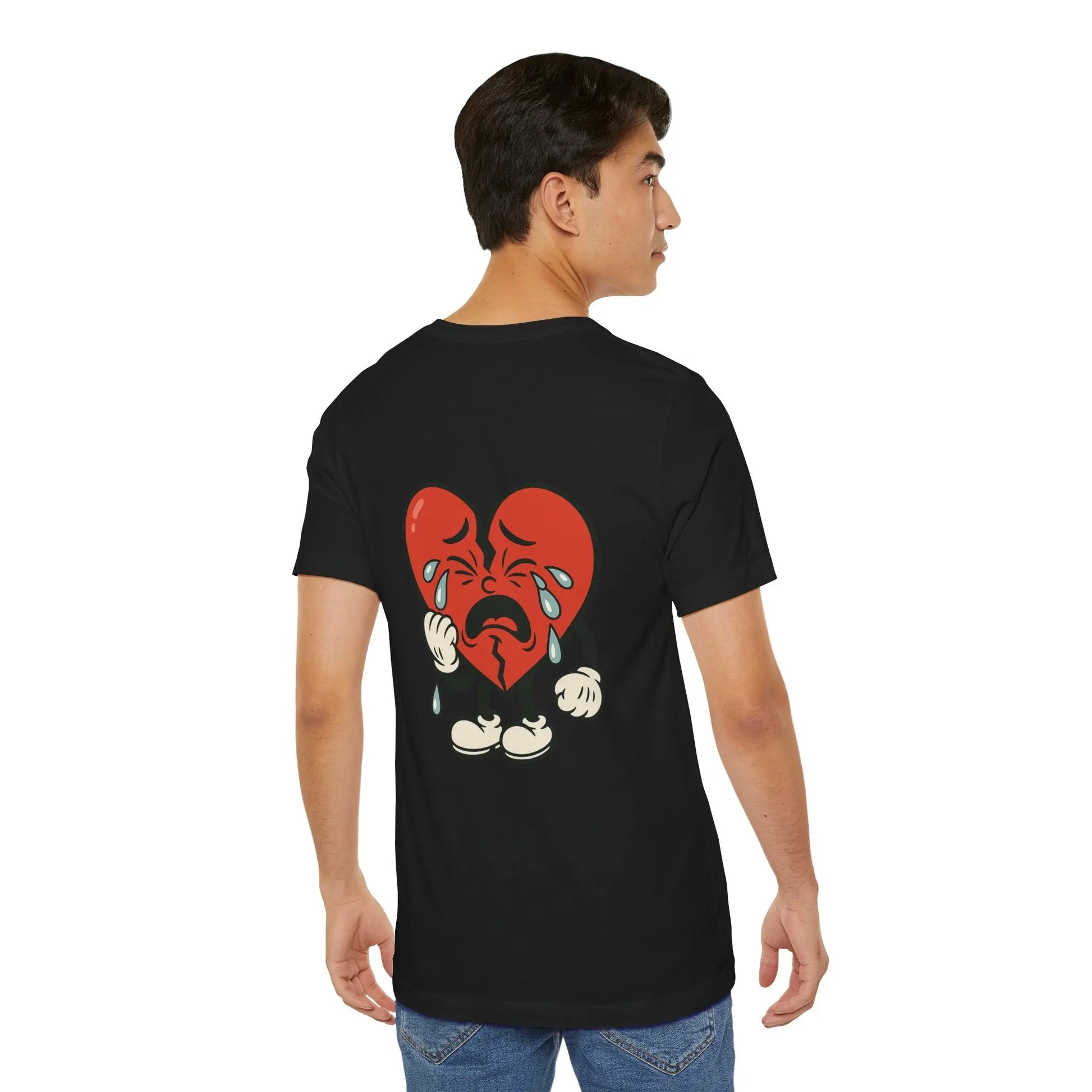 Crying Heart Cartoon Tee – Front & Back Print | No Love Lost Printify