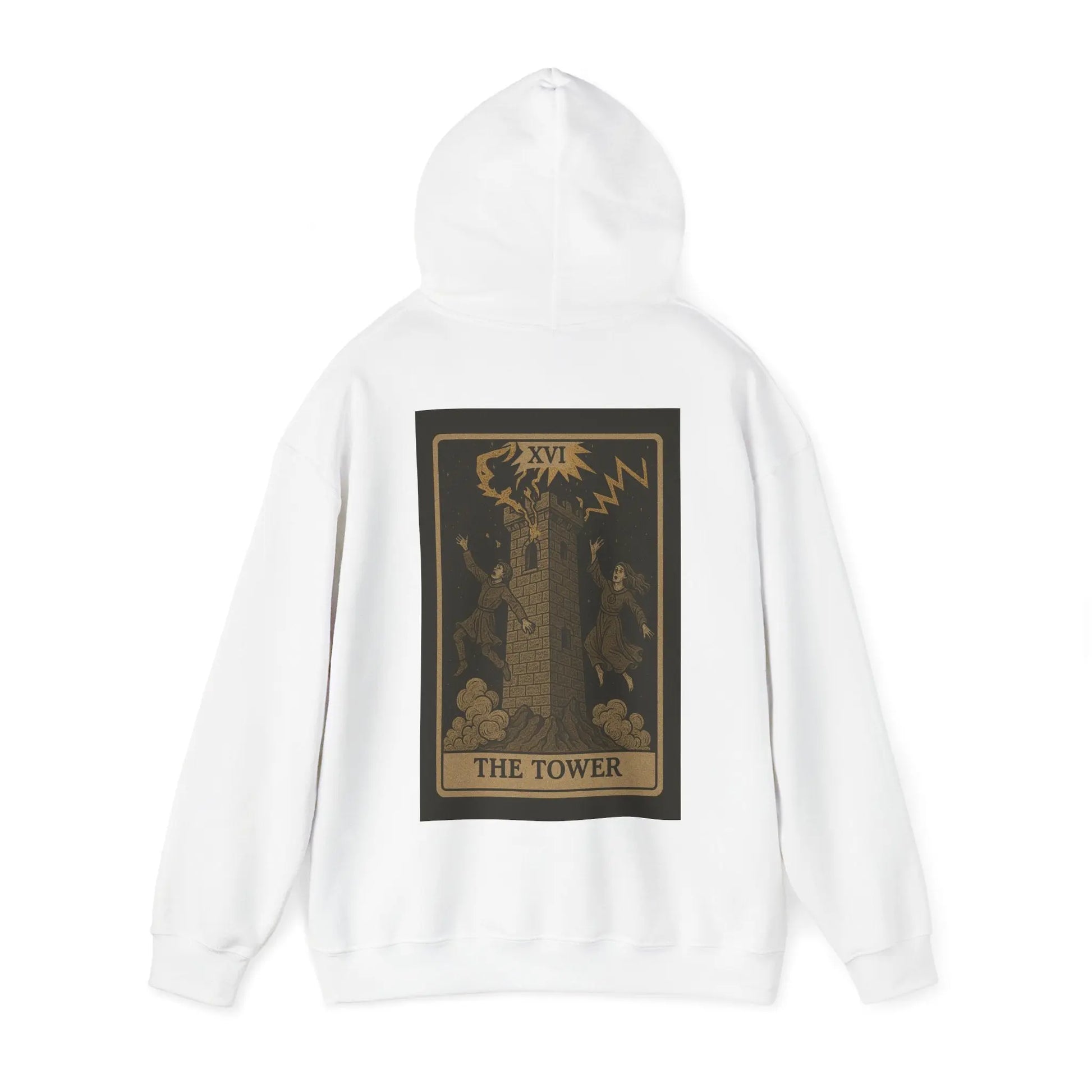 The Tower Tarot Hoodie – No Love Lost Edition (Back Print) Printify