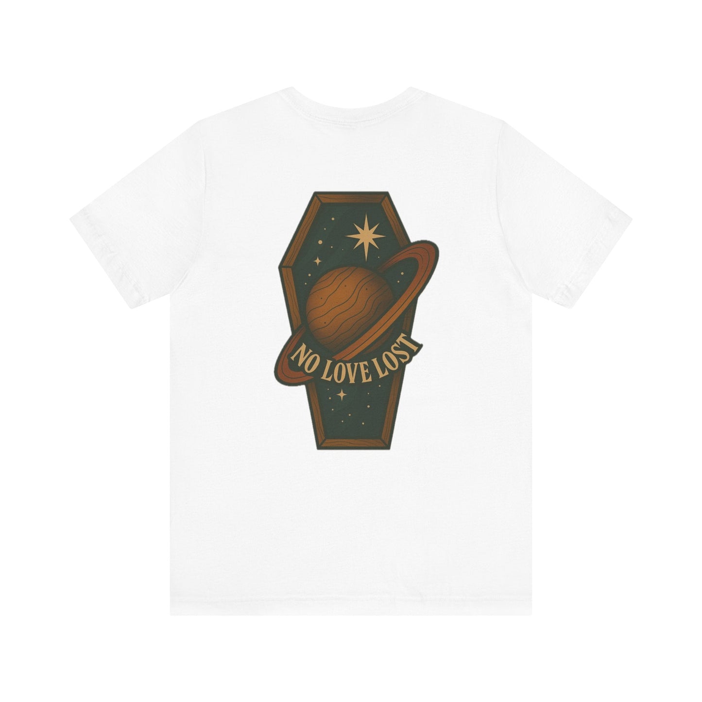 No Love Lost Coffin Cosmos Tee – Retro Space Graphic Printify