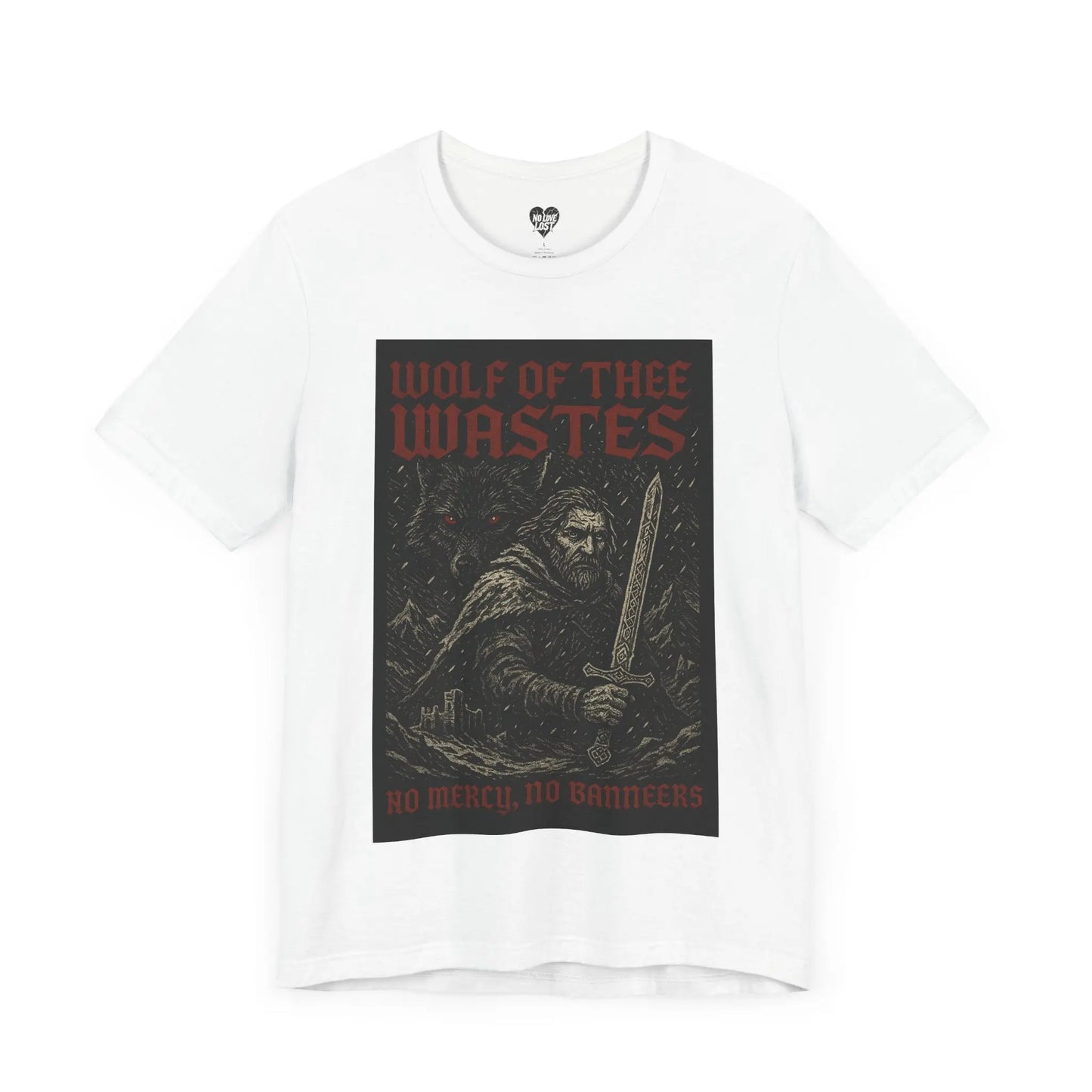 Wolf of the Wastes T-Shirt – Dark Fantasy Warrior Tee Printify
