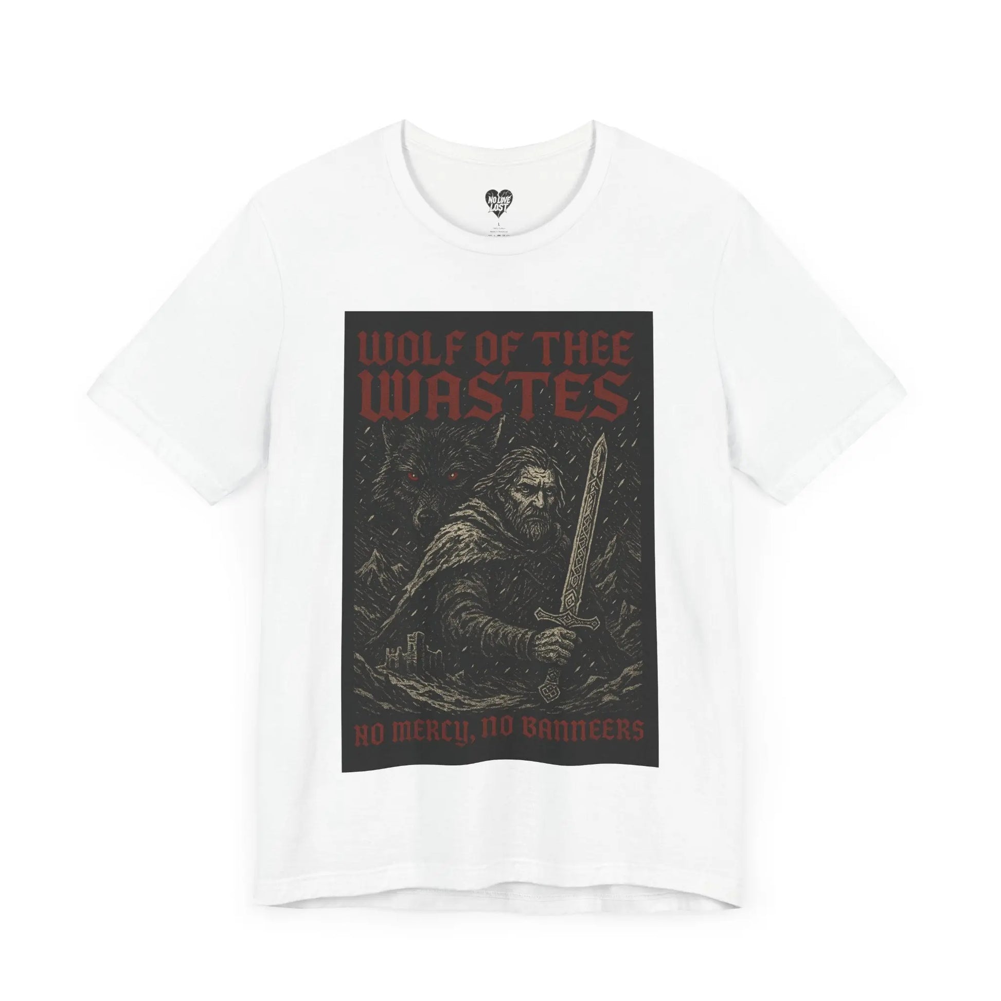 Wolf of the Wastes T-Shirt – Dark Fantasy Warrior Tee Printify