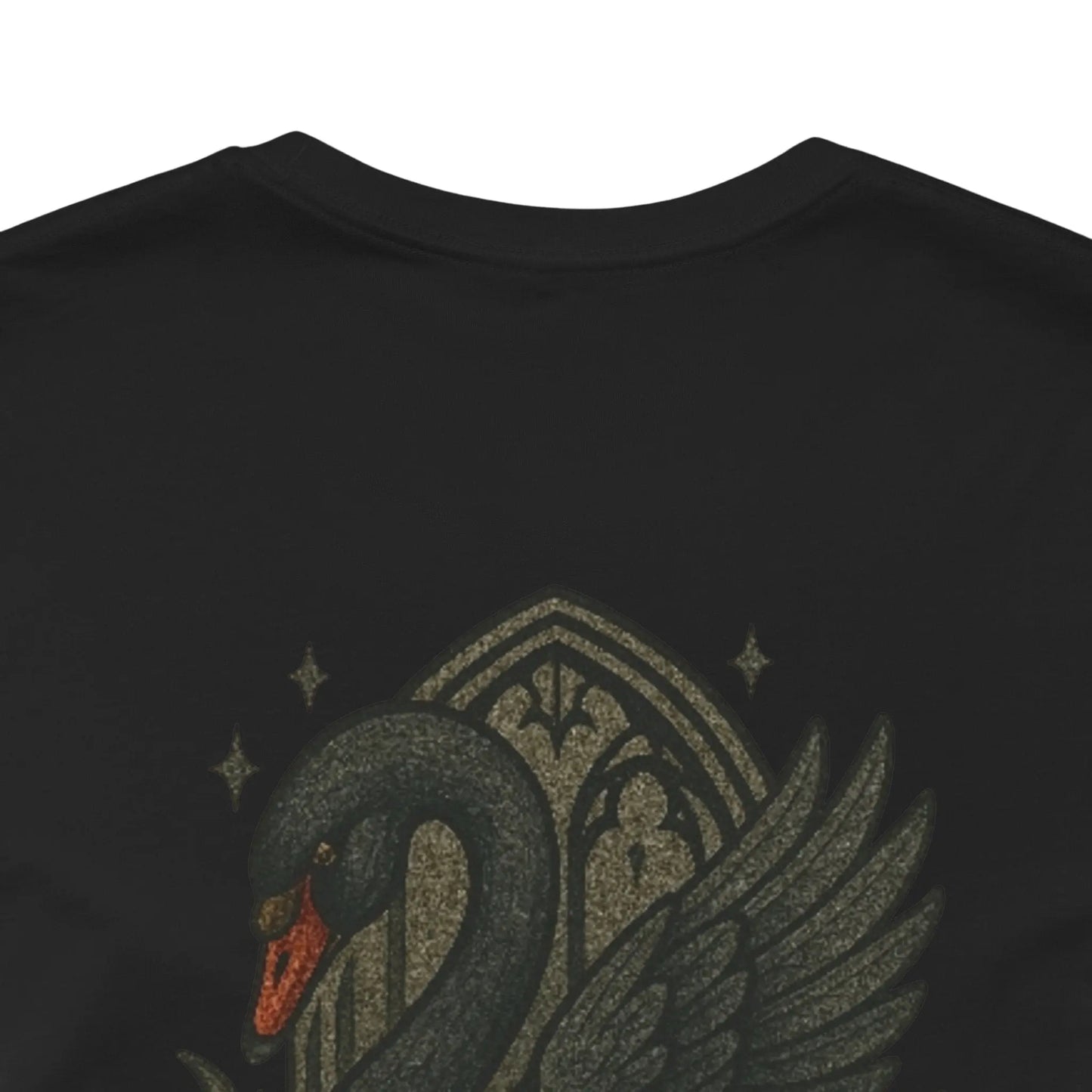 Black Swan & Roses – Gothic Sword Back Print Tee Printify