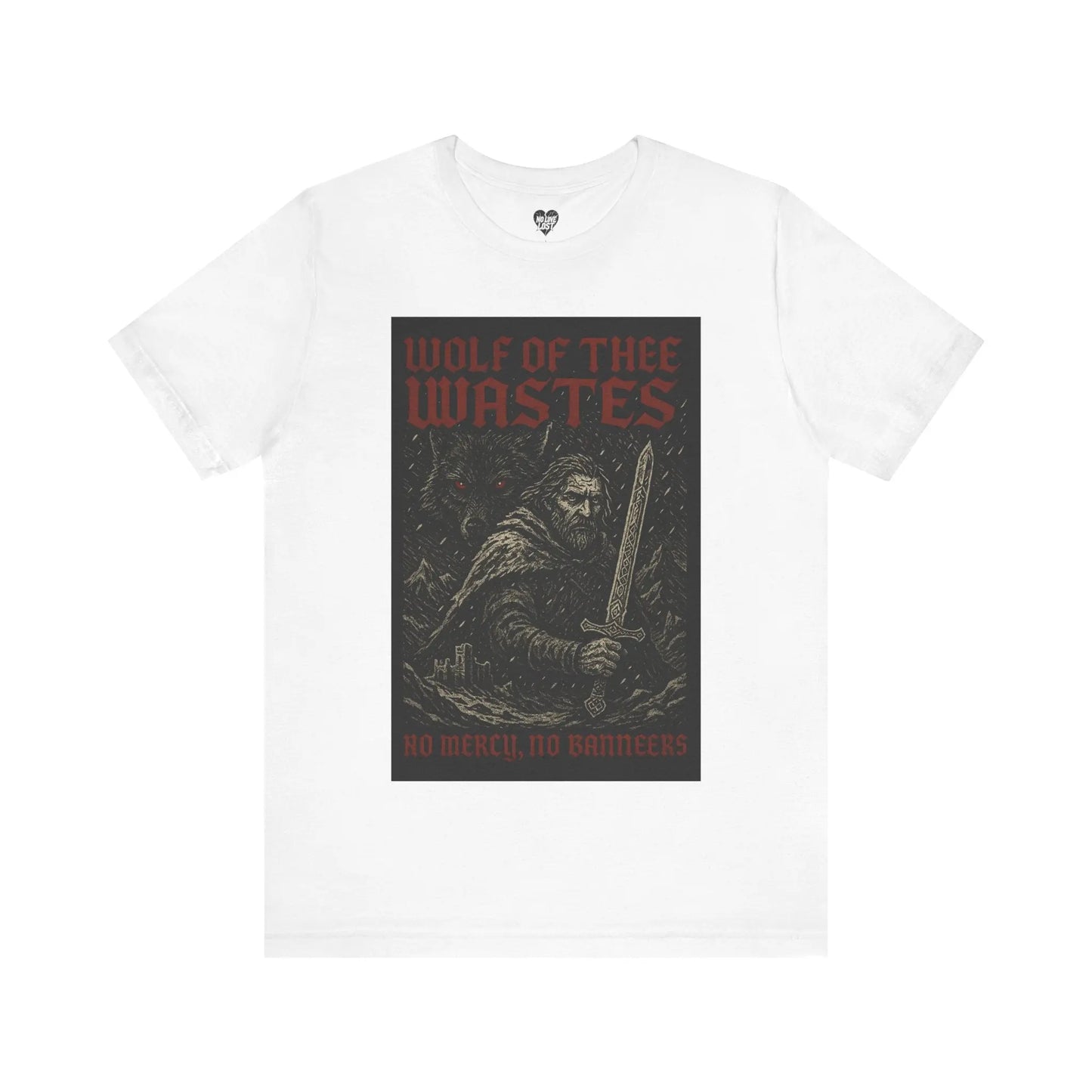 Wolf of the Wastes T-Shirt – Dark Fantasy Warrior Tee Printify