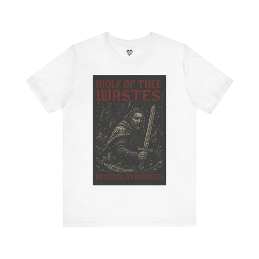Wolf of the Wastes T-Shirt – Dark Fantasy Warrior Tee Printify