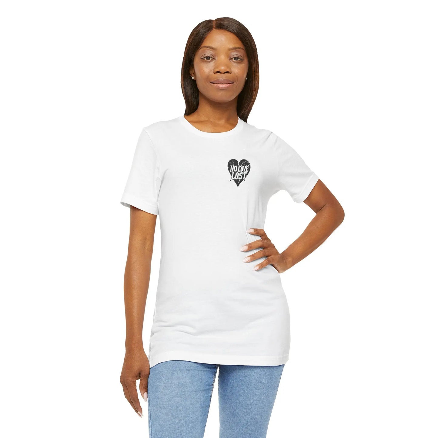 Crying Heart Cartoon Tee – Front & Back Print | No Love Lost Printify