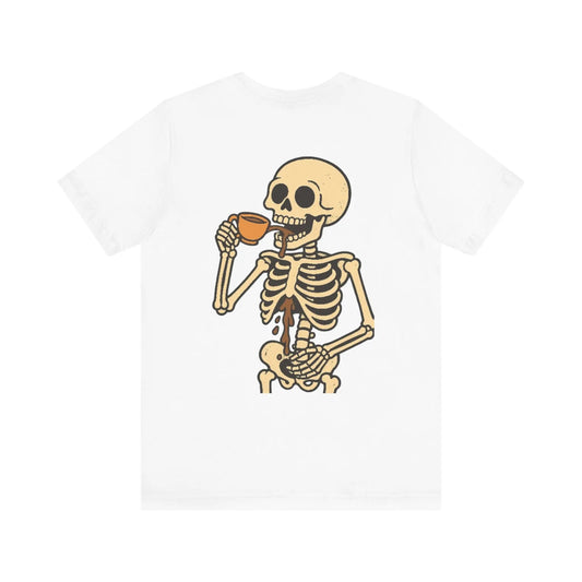 Skeleton Tea tshirt – Back Print Edition (Unisex Graphic Tee) Printify