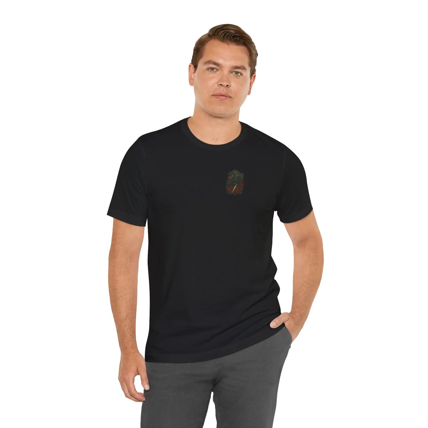Black Swan & Roses – Gothic Front Print Tee - black swan gothic tee Printify
